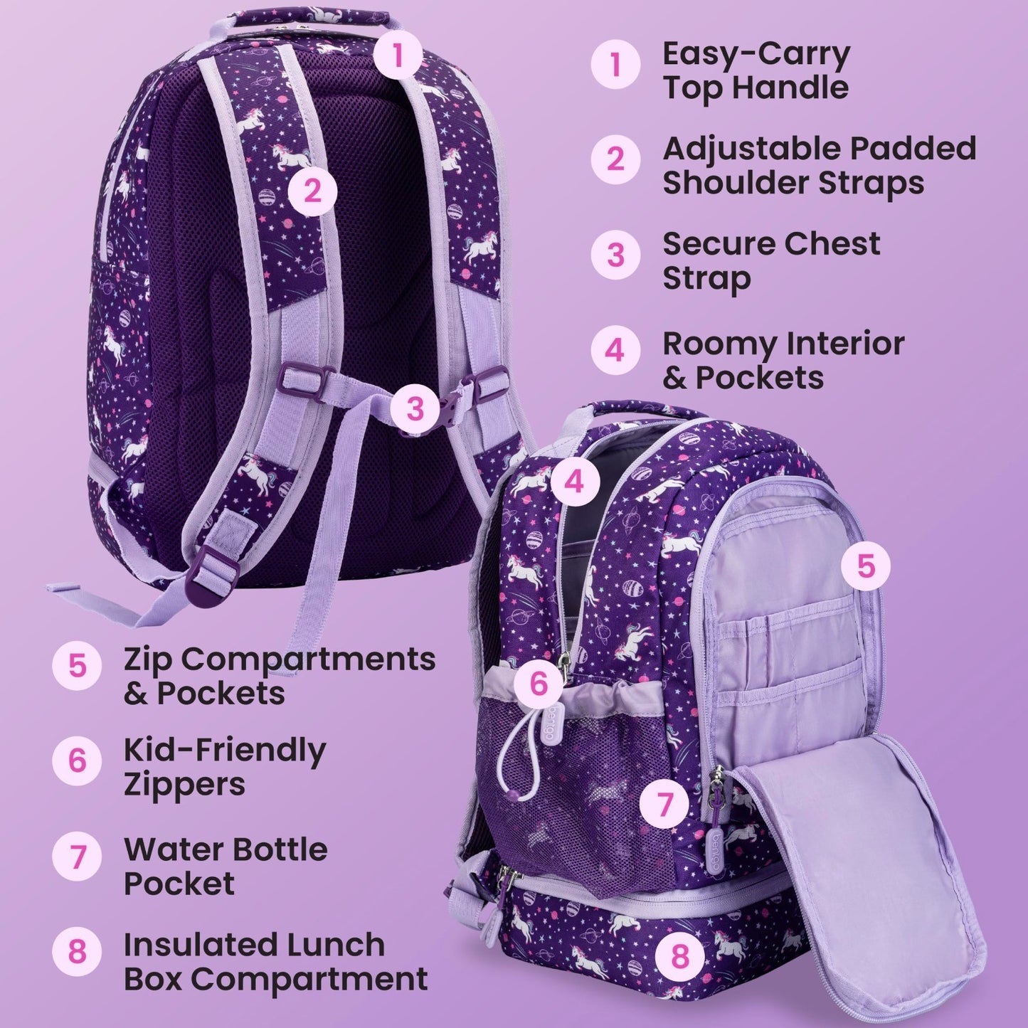 Kids 2 in 1 Backpack & Insulated Lunch Bag Set with Padded Straps for School5