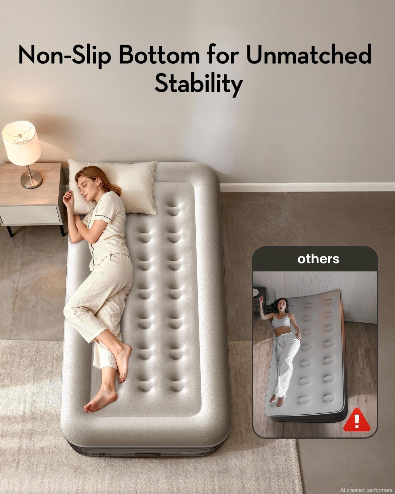 Twin Air Mattress with Built in Pump, 18" Raised Inflatable Bed, 500lb Capacity,3