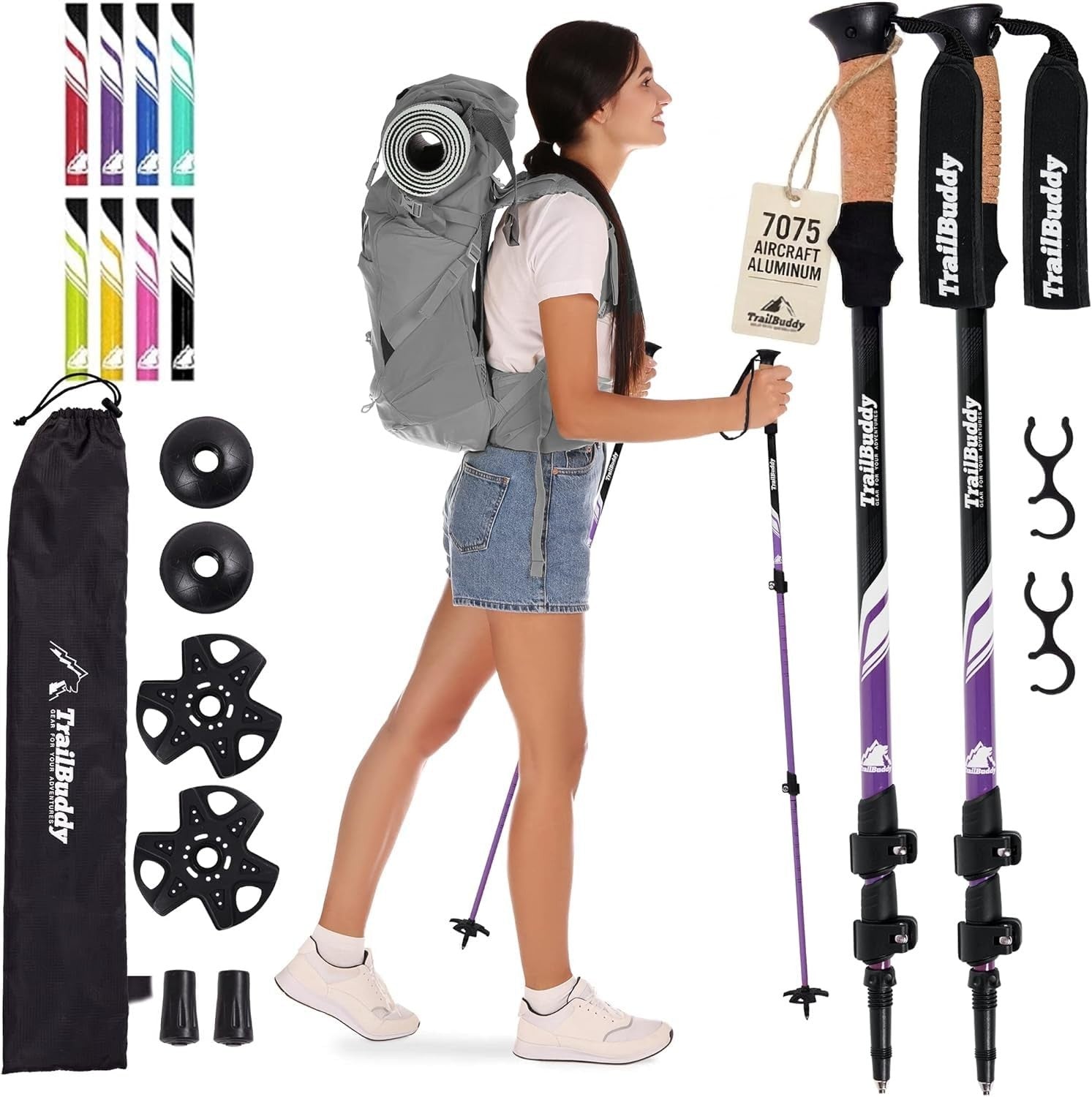 Lightweight Aluminum Trekking Poles – Collapsible Hiking Sticks for Travel & Bal1