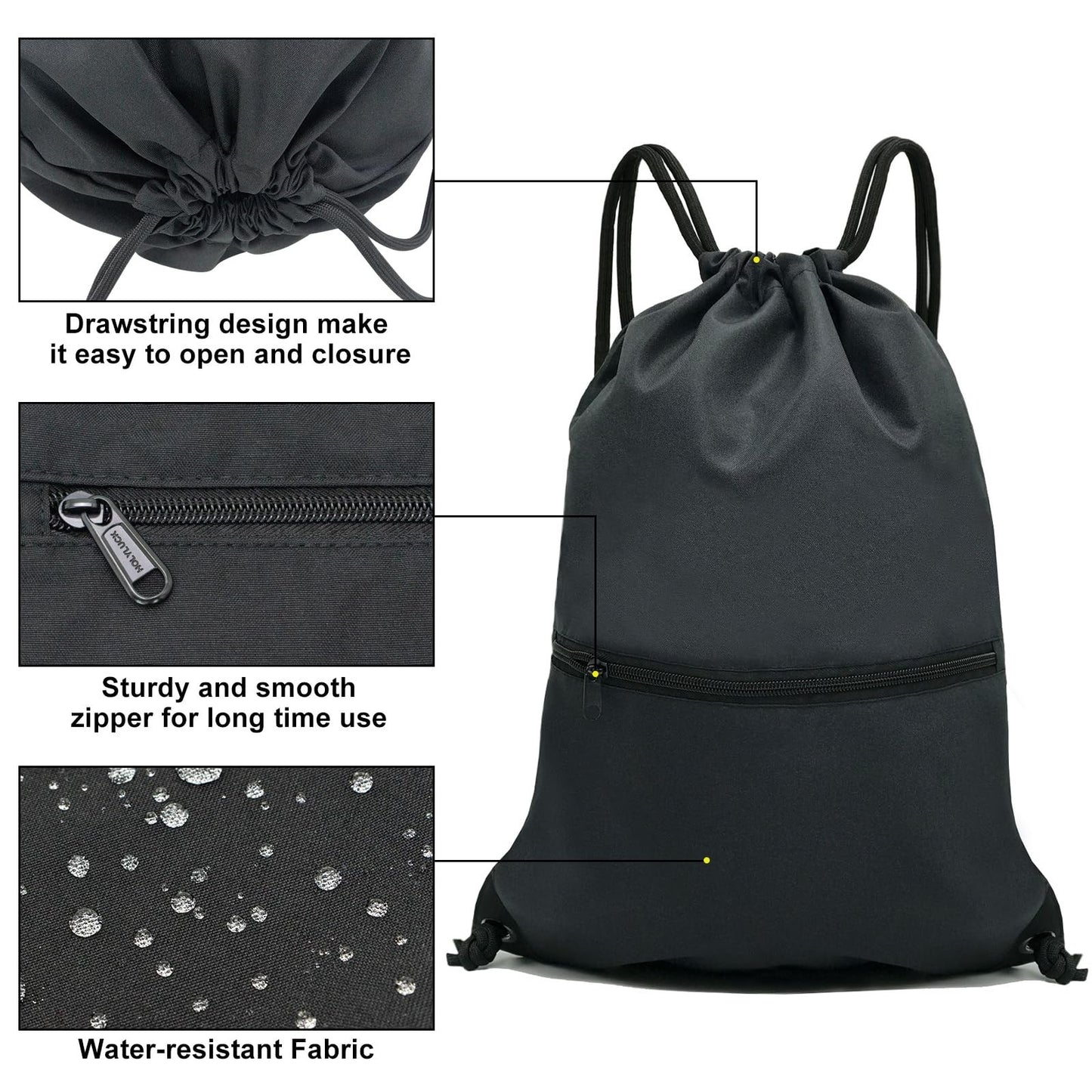 Durable Drawstring Backpack Gym Bag   Lightweight Sport Sackpack for Travel & Fi3