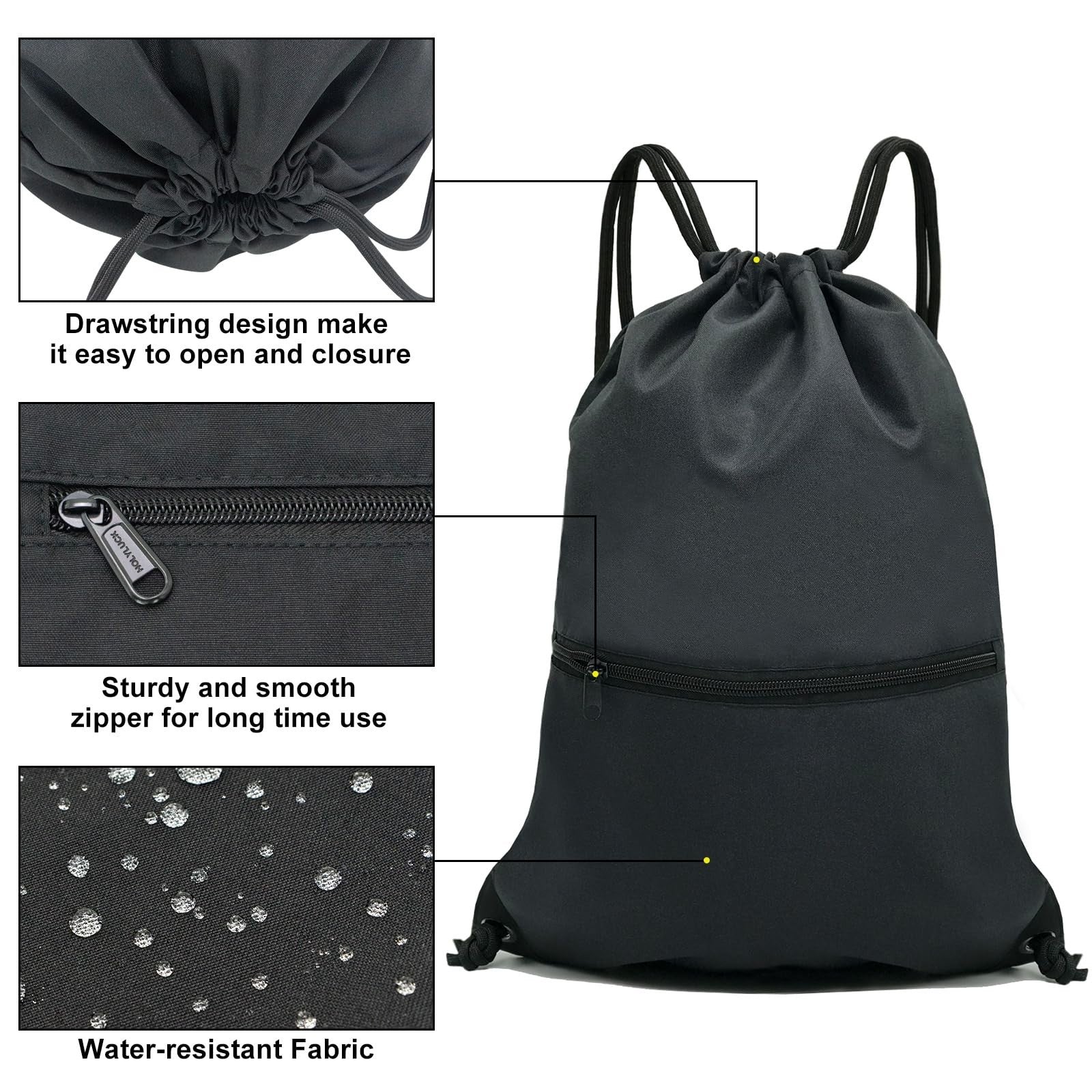 Durable Drawstring Backpack Gym Bag   Lightweight Sport Sackpack for Travel & Fi3