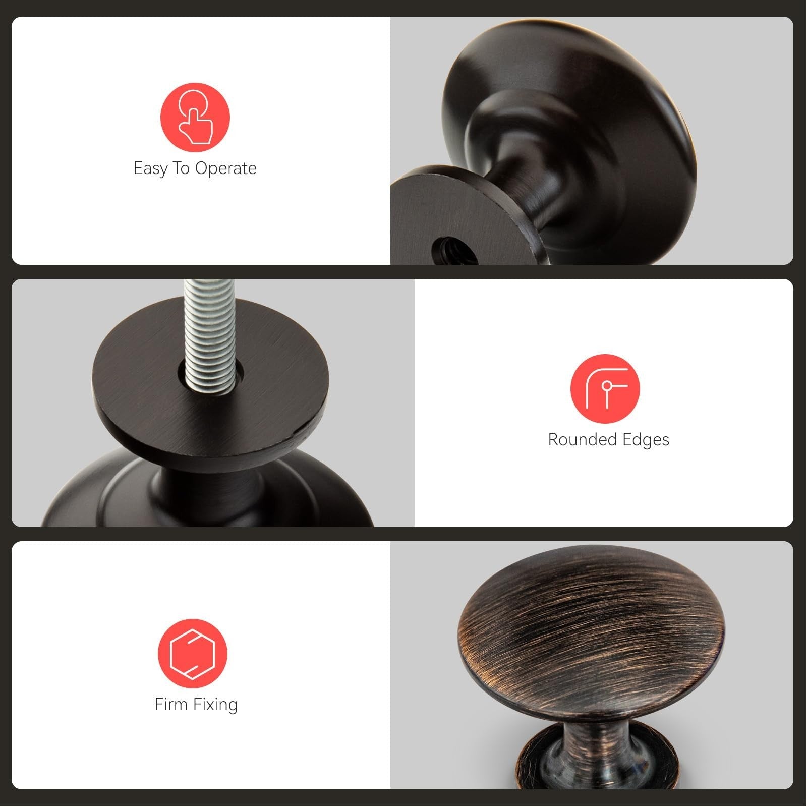 10 Pack Oil Rubbed Bronze Cabinet Knobs   Zinc Alloy, Rust Resistant, Easy Insta4