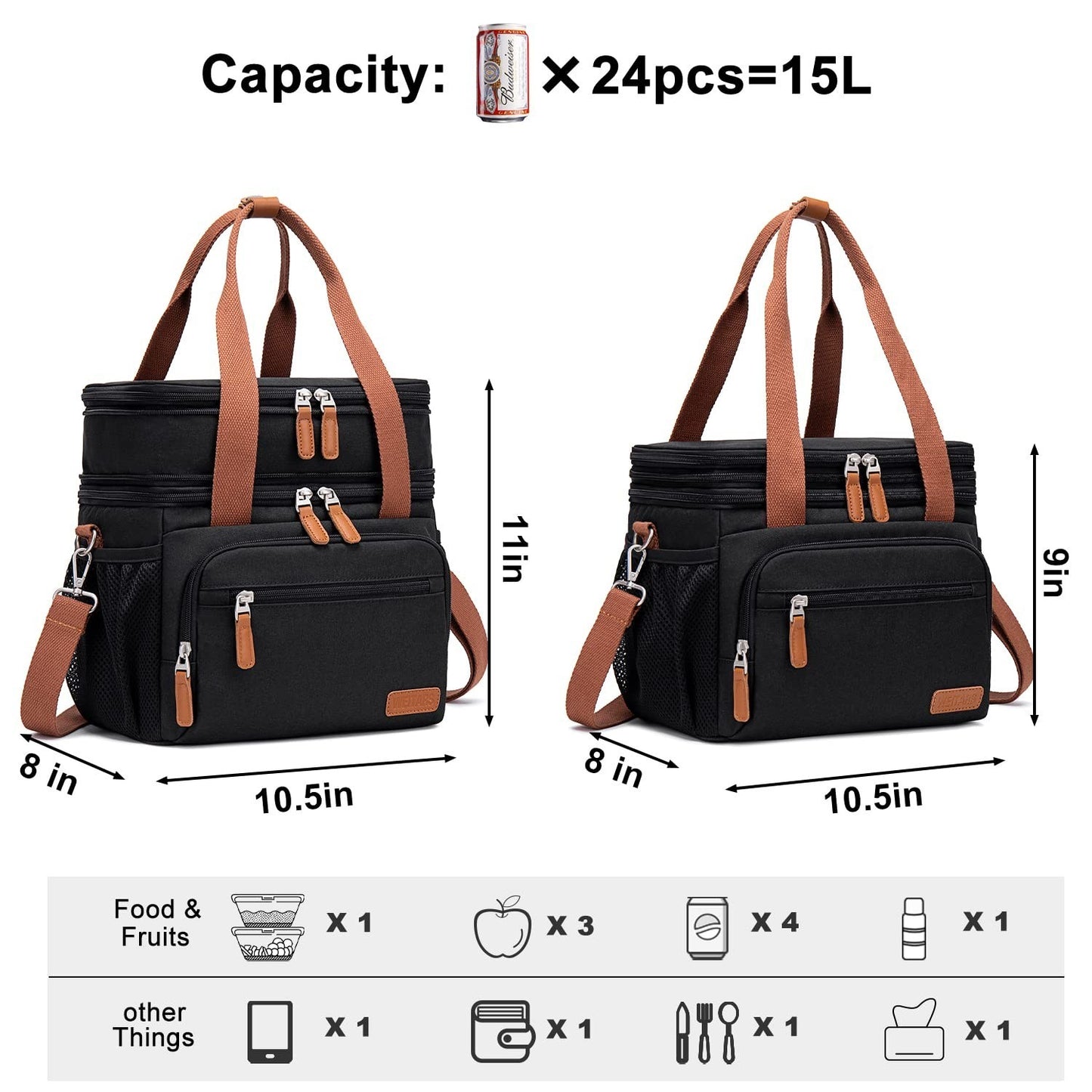 Optimized eBay Title:  "Large Dual Compartment Lunch Bag - Insulated Adult Lunc1