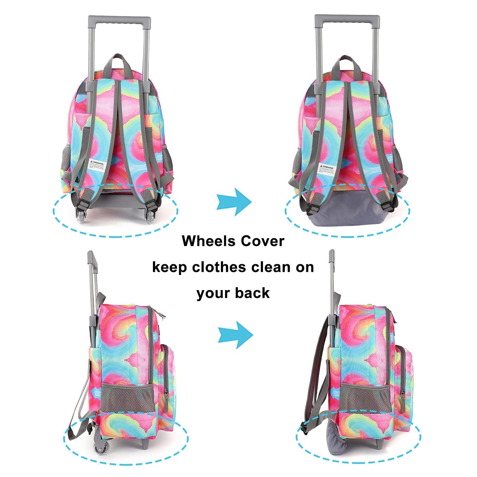 Wheeled Kids Backpack 18" with Lunch Bag, Double Handle Rolling Backpack, Starli4
