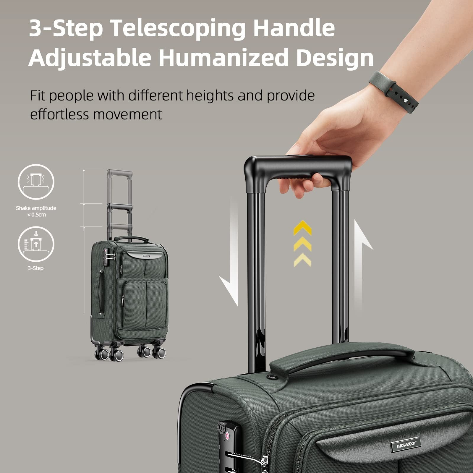 3 Piece Softside Luggage Set - Expandable, Lightweight, 360° Spinner Wheels, TSA3