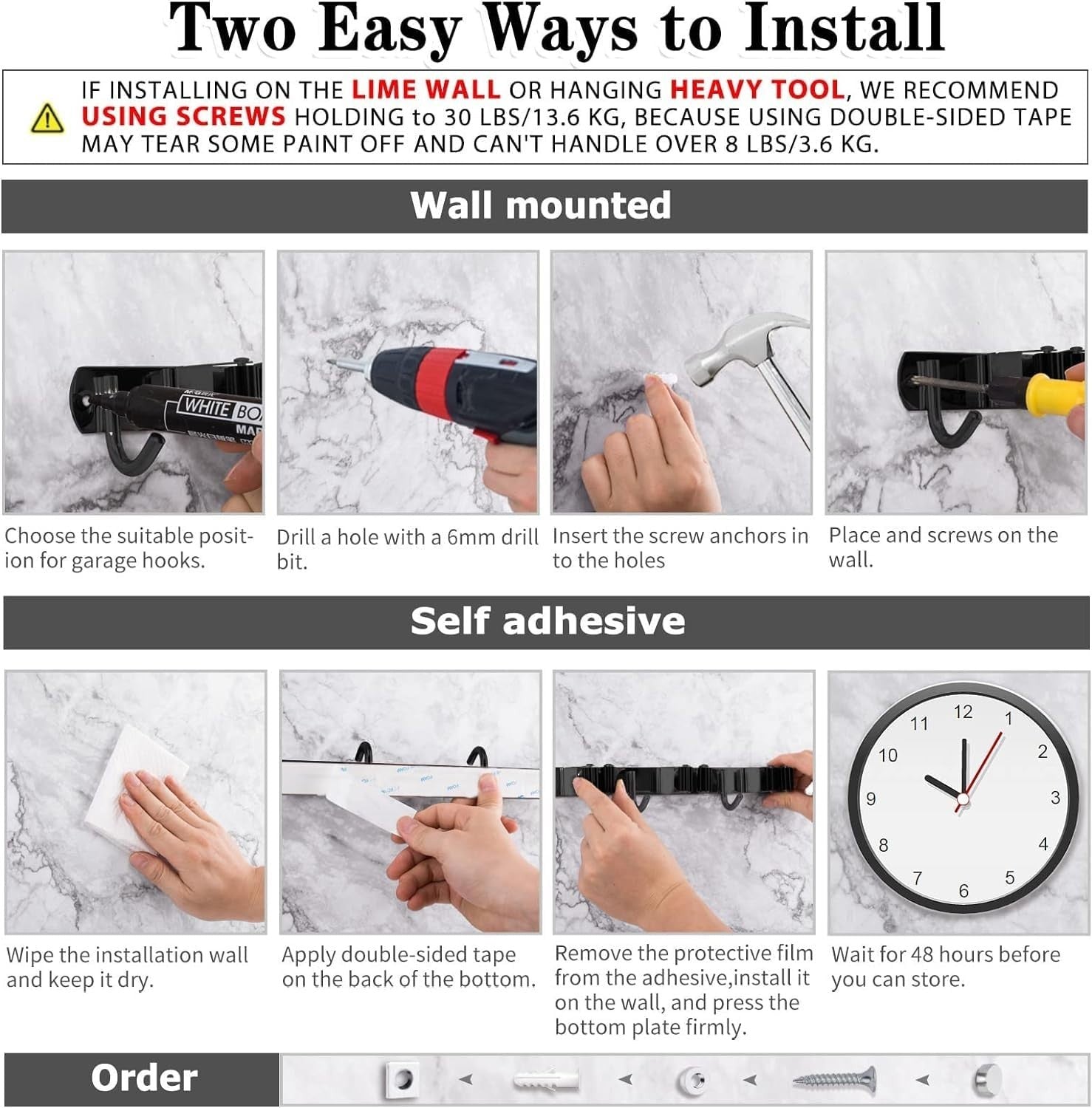 Wall Mount Broom Holder with 5 Racks & 4 Hooks - Mop & Broom Organizer Storage3