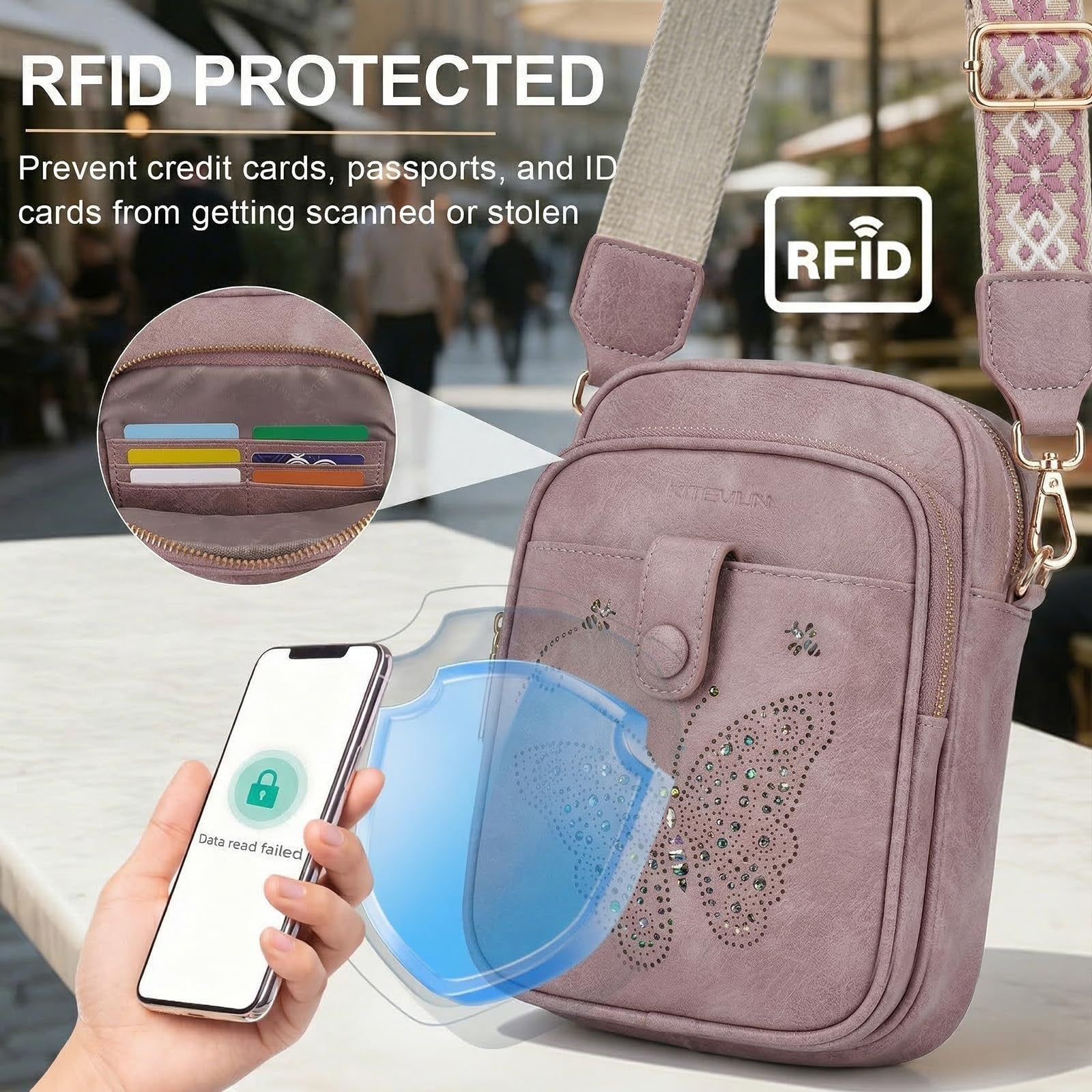 Stylish Leather Crossbody Bag for Women - Small Shoulder Purse with RFID Slots &3