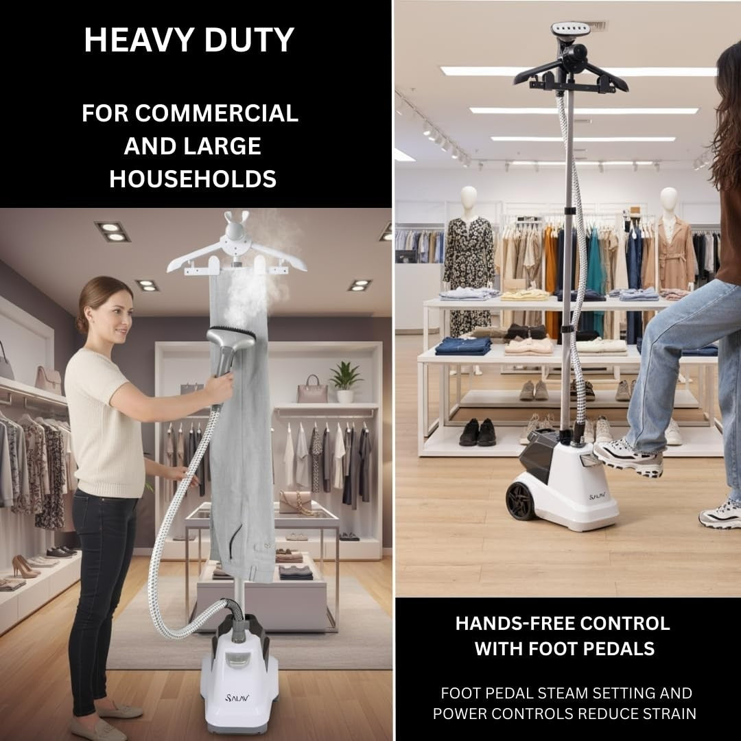 Heavy Duty Commercial Garment Steamer, 3L Water Tank, 1800W, Foot Pedals, 90+ Mi3