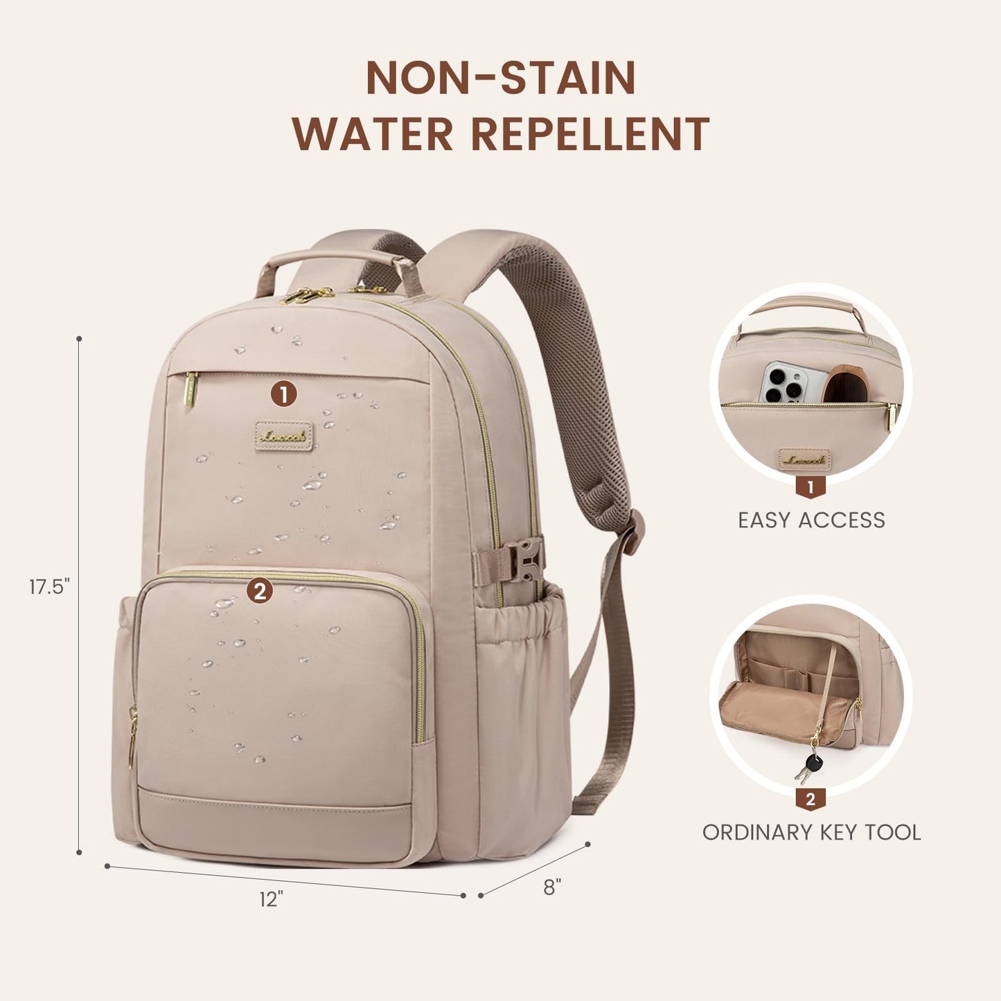 Stylish Waterproof Laptop Backpack for Women, 15.6" Large Capacity Travel Bag, P4