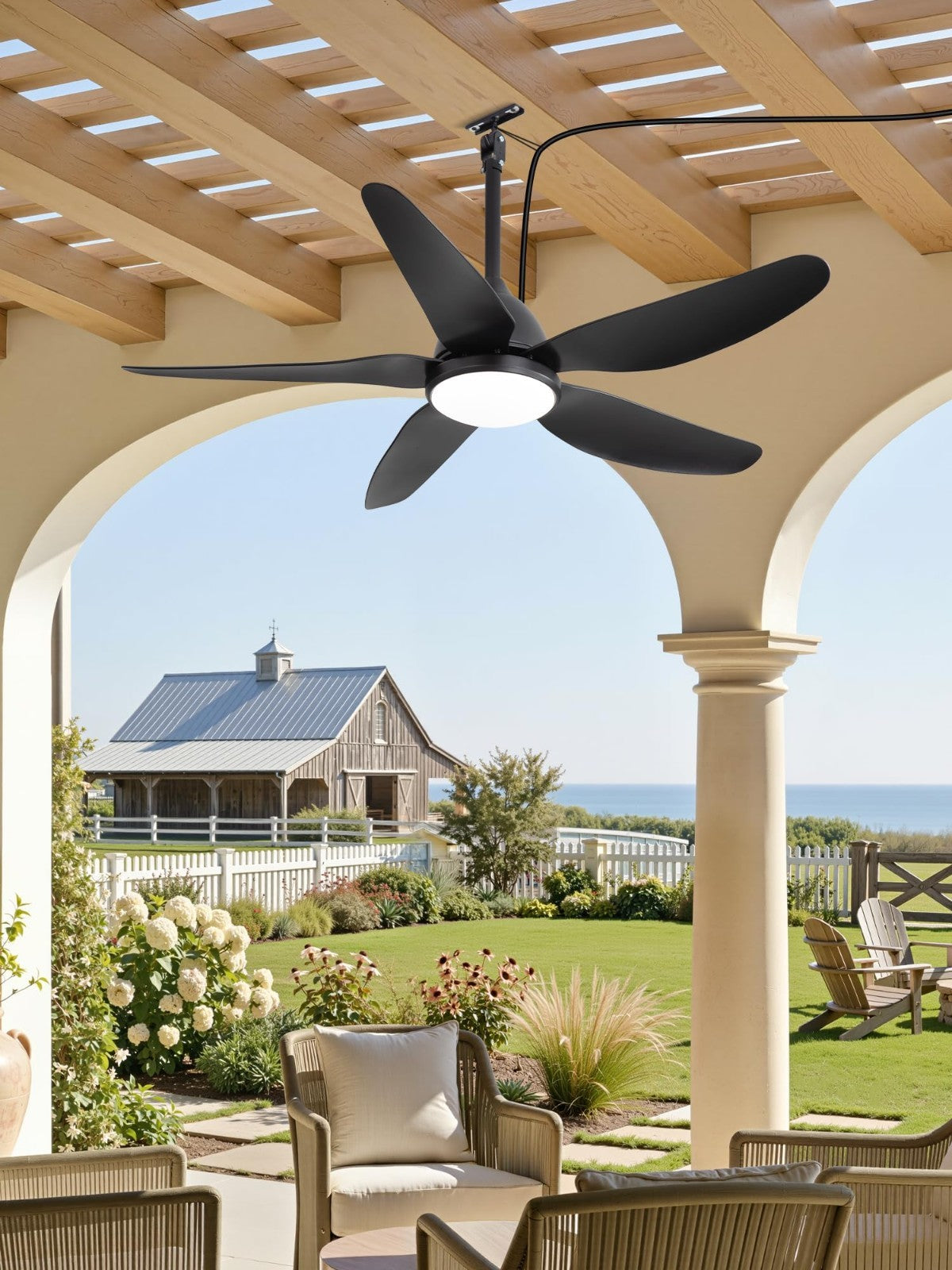 46" Waterproof Outdoor Ceiling Fan with Lights, Remote Control, 6 Speeds, Dimmab7