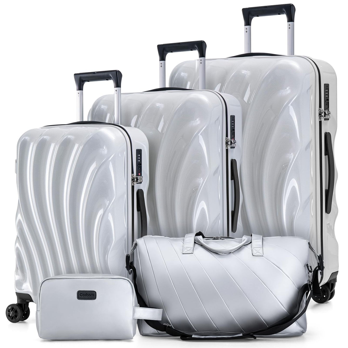 5-Piece Hardshell Luggage Set with Wheels, TSA Lock, Phone Holder - Durable Trav1