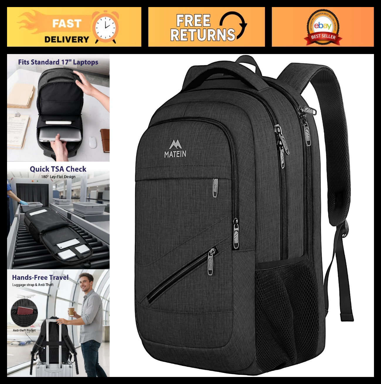 Large Laptop Backpack for Work & College, 17 Inch Computer Bookbag, Travel Bag0