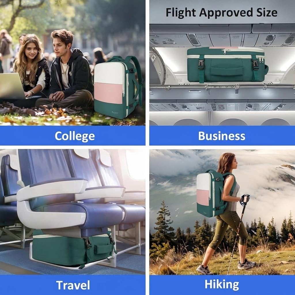 35L Travel Backpack for Women, Airline Approved Carry On Bag, Cute Underseat Day8