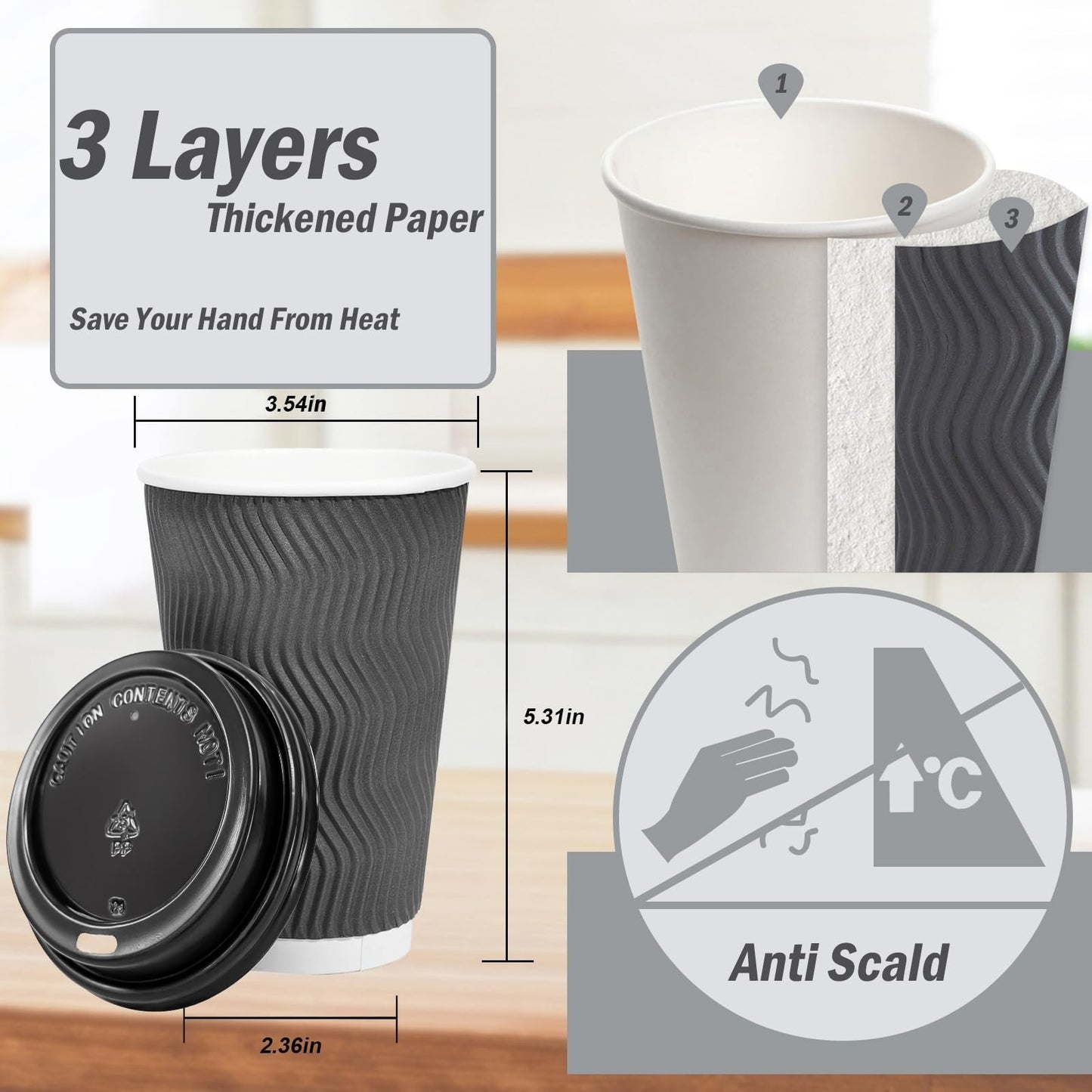 500 Pack Insulated Disposable Coffee Cups 16 oz with Lids | Hot Drink To Go Cups2
