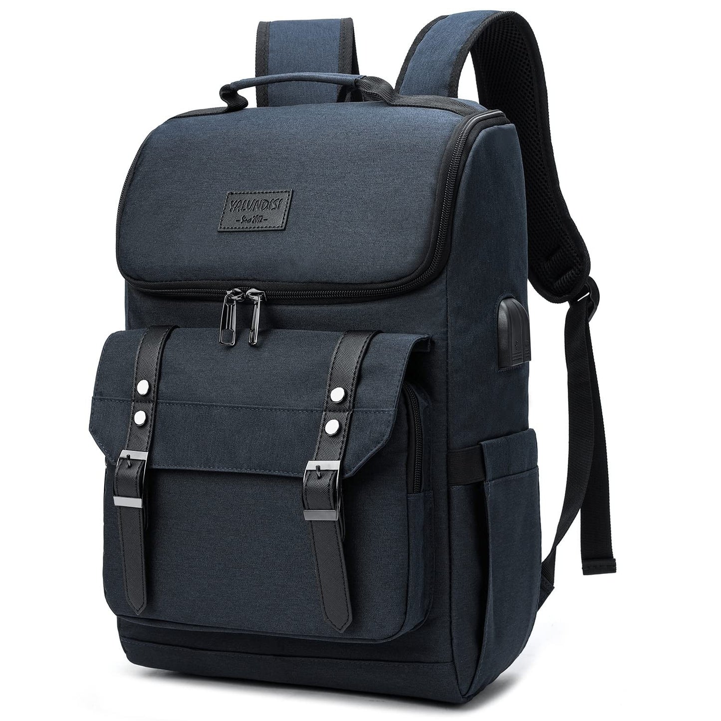 Vintage Travel Laptop Backpack with USB Charging Port - Fits 15.6" Laptop, Blue1