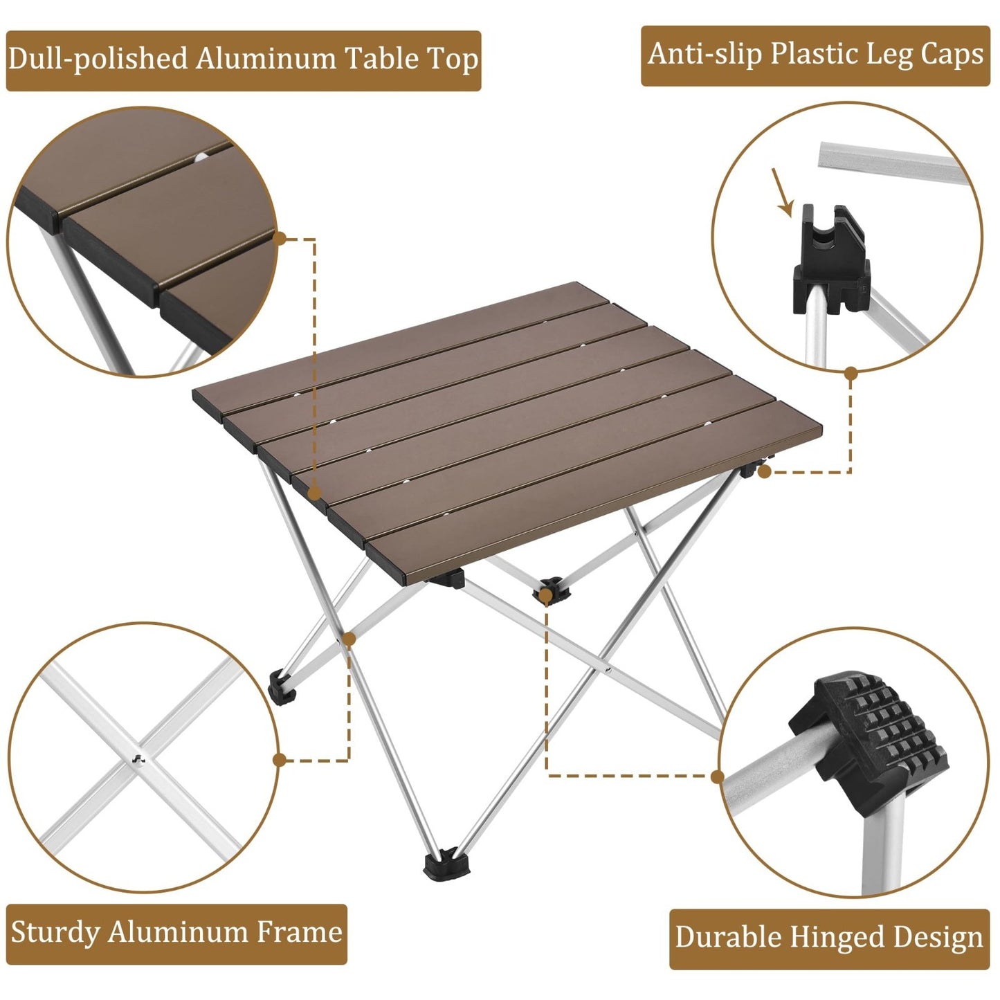 Portable Folding Camping Table - Lightweight Aluminum Top for Outdoor BBQ, Picni2