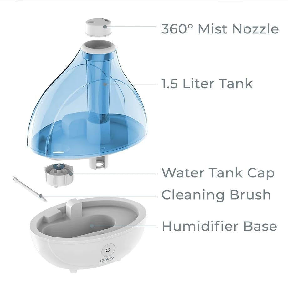 Ultrasonic Cool Mist Humidifier - Quiet, Long-Lasting 25H for Bedroom, Nursery &8