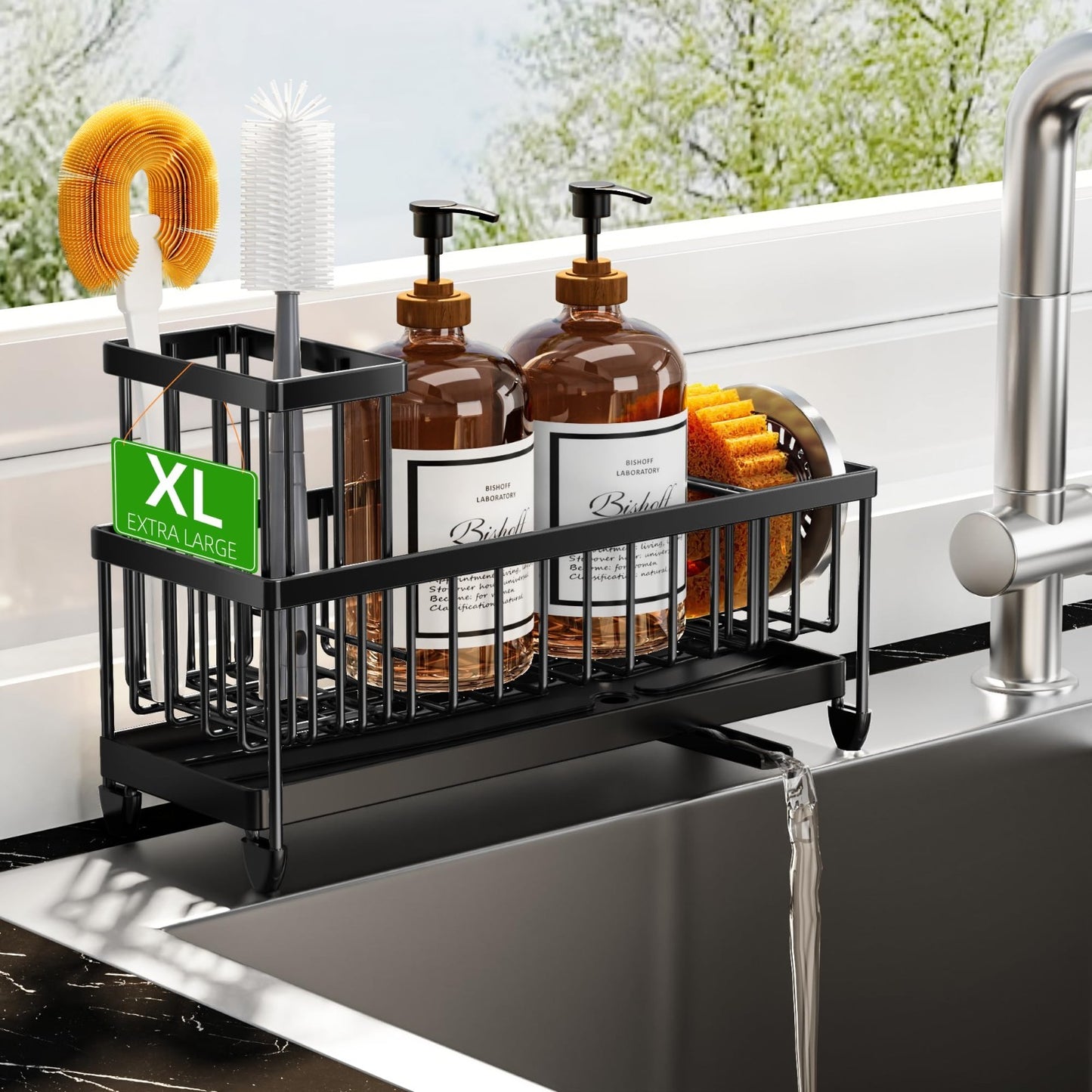 Kitchen Sink Sponge Holder Caddy Organizer, Rustproof 304 Stainless Steel, Large1