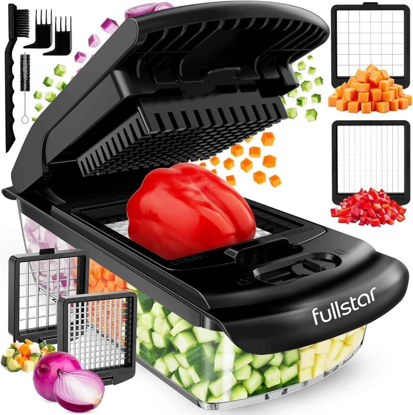 2 in 1 Vegetable Chopper & Slicer | Sharp Stainless Steel Blades, Onion & Fruit1