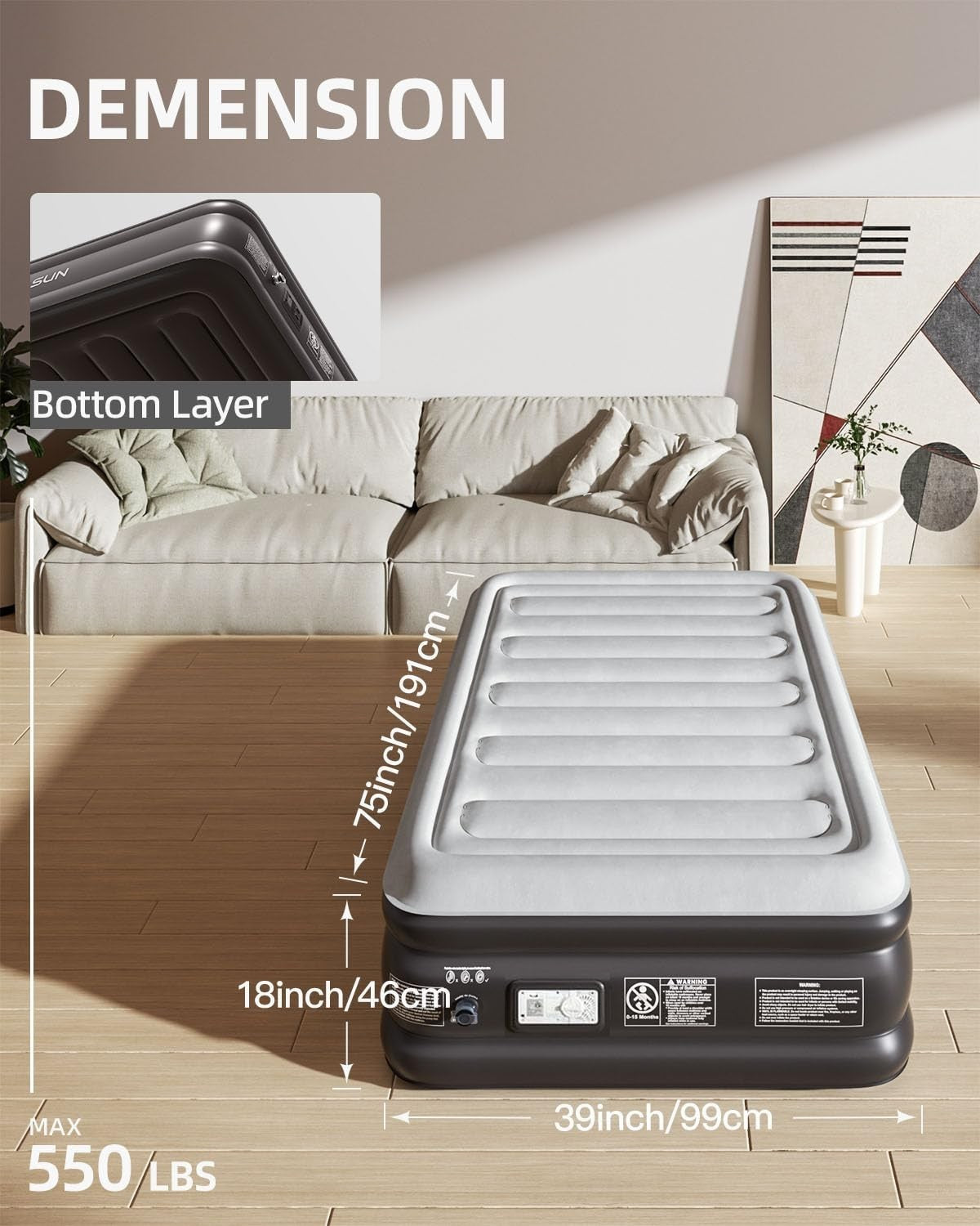 Twin Air Mattress with Built in Pump, Quick Self Inflation, Durable & Leak Proof2