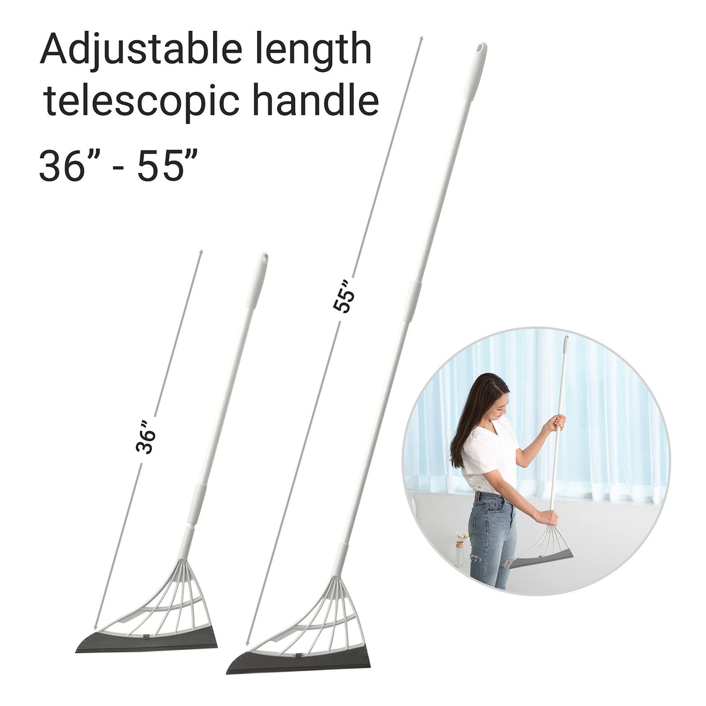 All-Surface Silicone Broom & Squeegee - Pet Hair Remover for Indoor Cleaning, Cl4