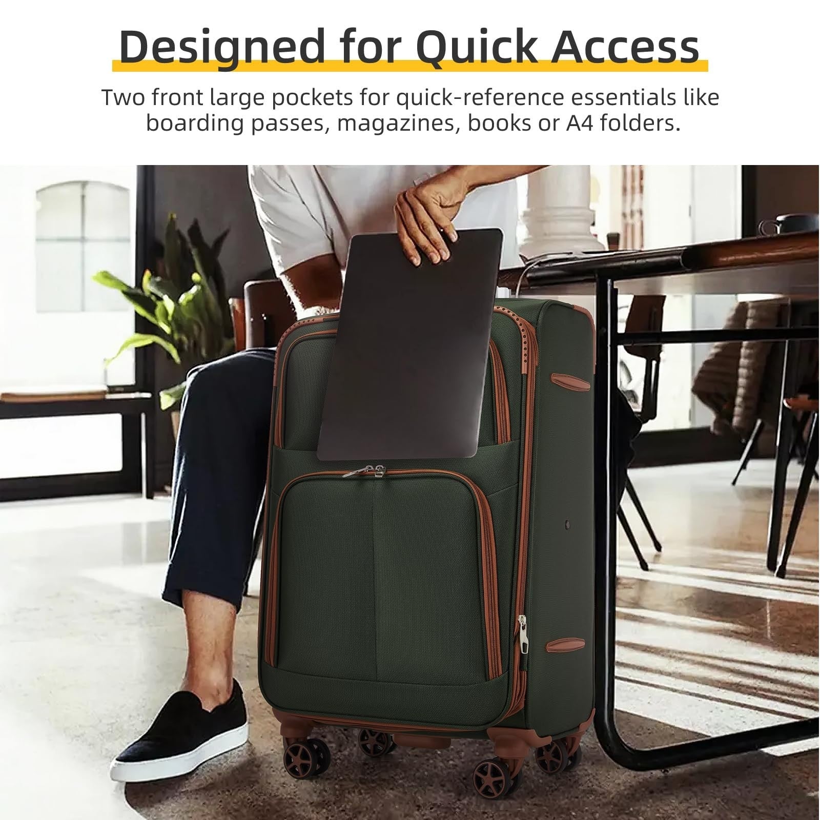 5-Piece Softside Luggage Set - Expandable Suitcases, Lightweight, 360° Wheels, T6