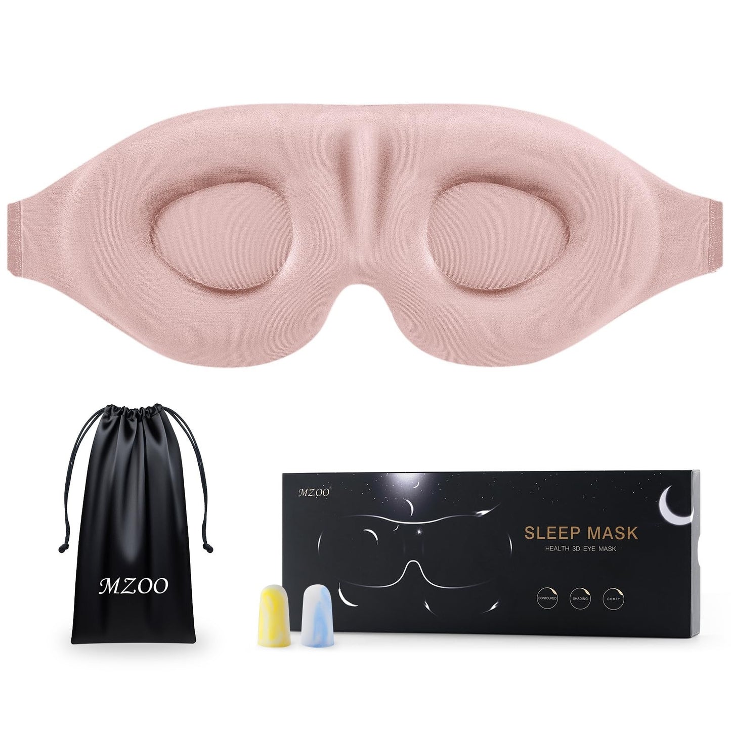 Luxury Sleep Mask - 3D Contoured, Light Blocking, Adjustable, Breathable, Travel0