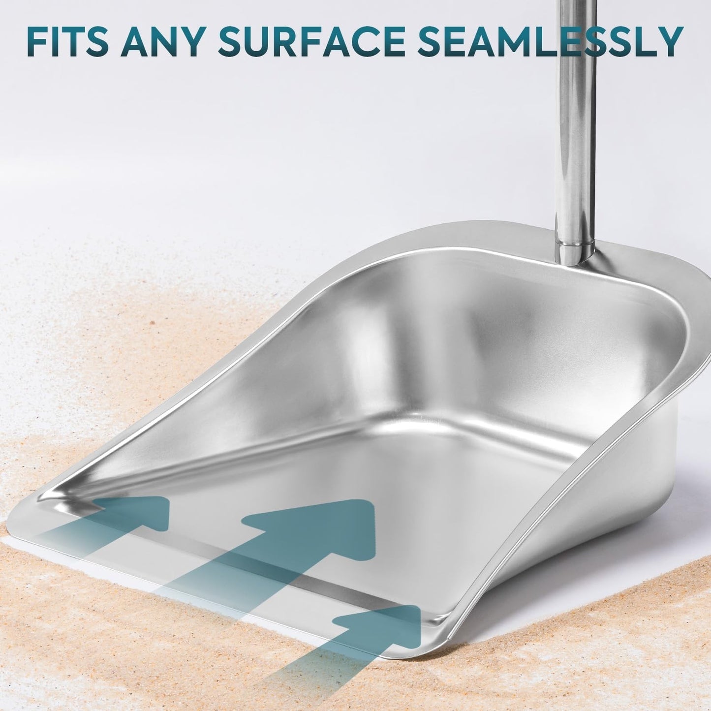 Long Handle Dust Pan - 35” Heavy Duty Metal Stand Up Dustpan, Adjustable Stainle4