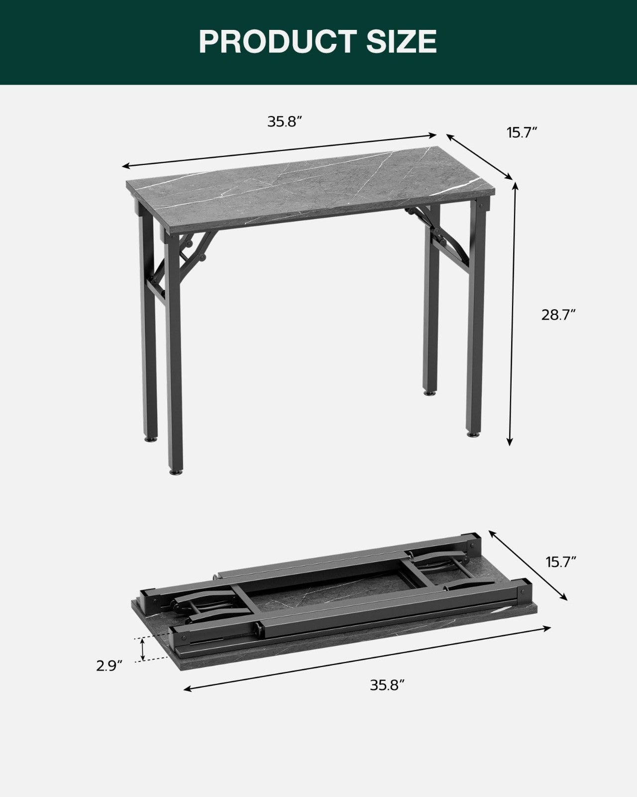 Compact Folding Laptop Desk – 35.8" Portable Table for Small Spaces, Easy Setup2