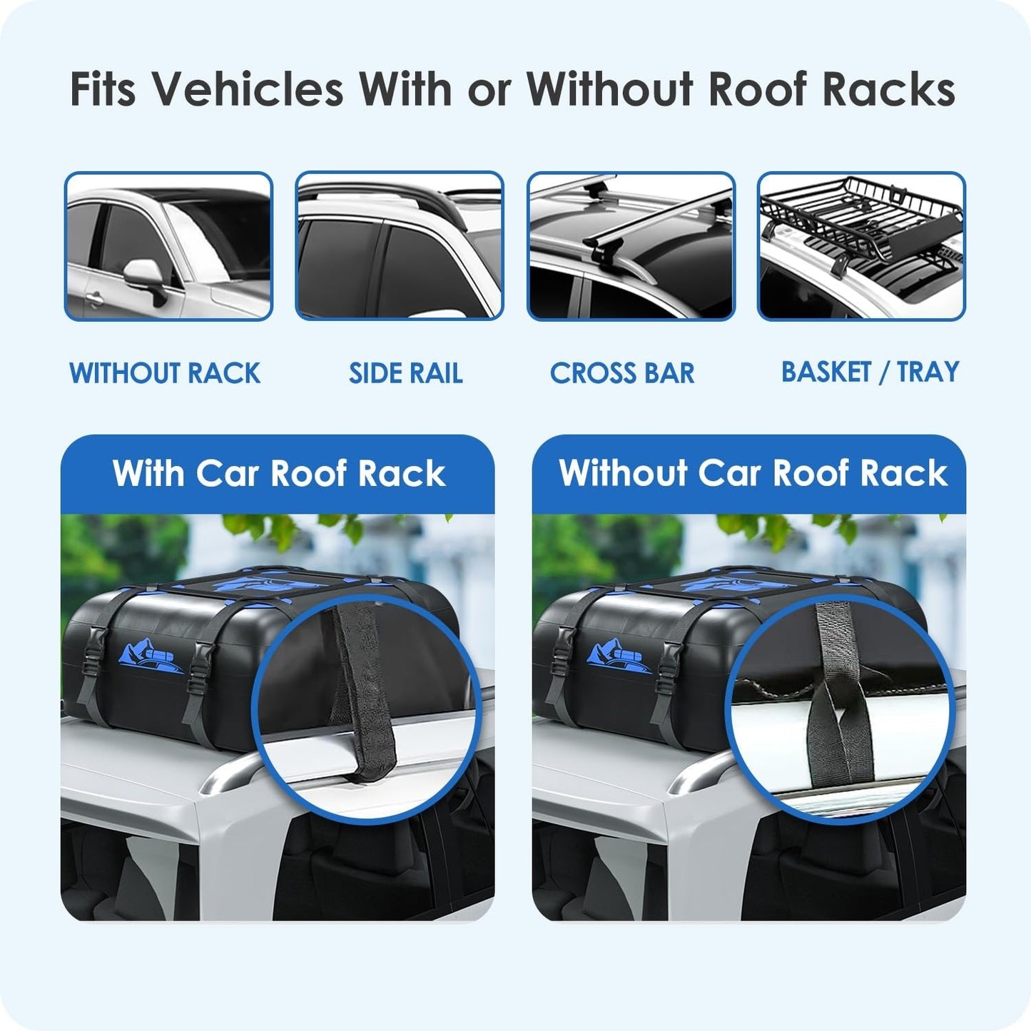Rooftop Cargo Carrier Bag 15-20 Cu Ft Waterproof Storage for Cars - Blue3