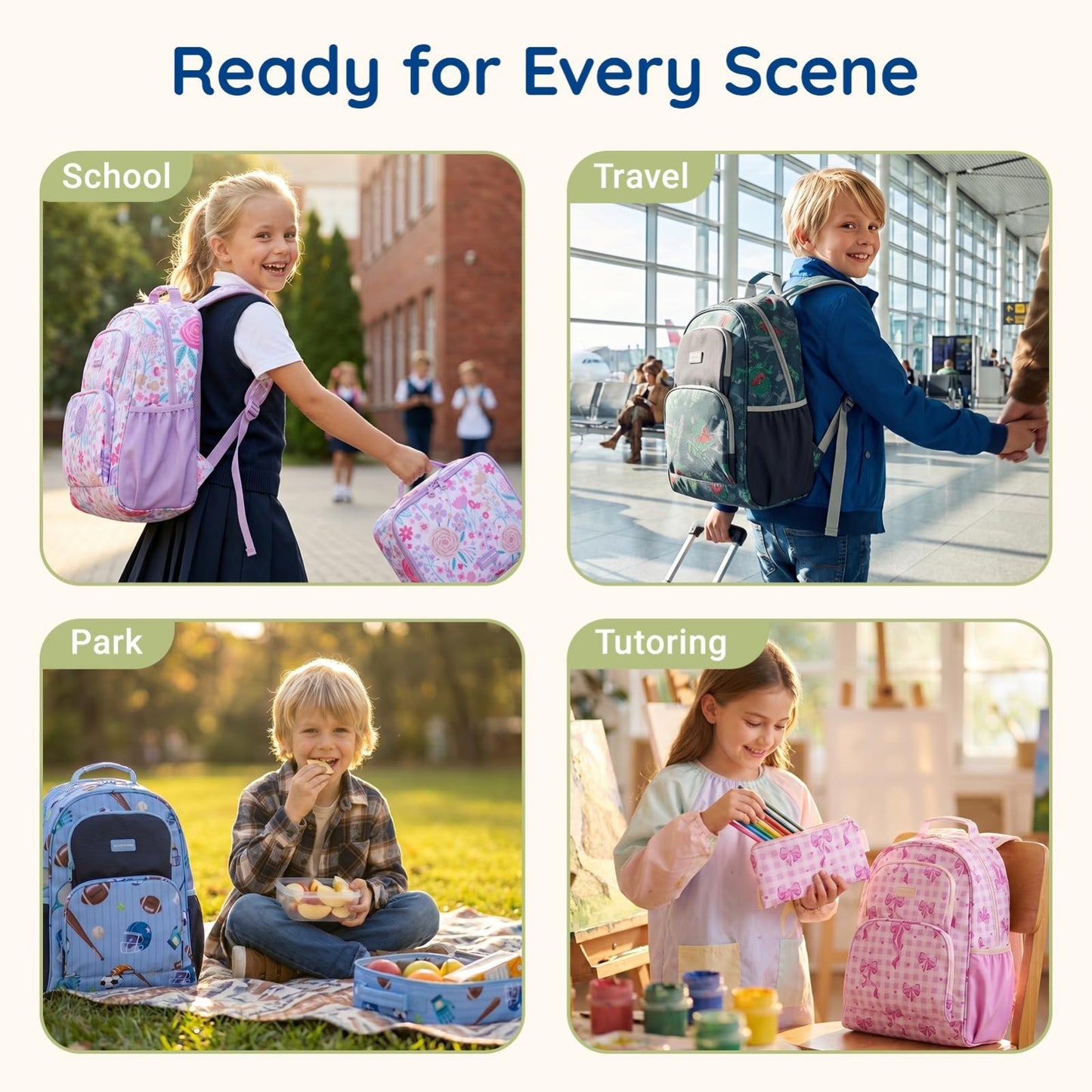 Kids Backpack Set 3PCS for School, Large Capacity 23L, Lightweight, Water-Resist6
