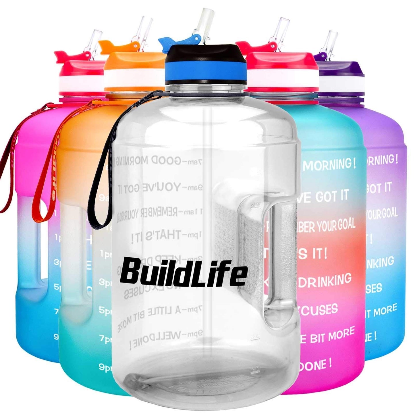 1 Gallon Motivational Water Bottle with Time Marker & Straw - BPA Free, Leak Pro1