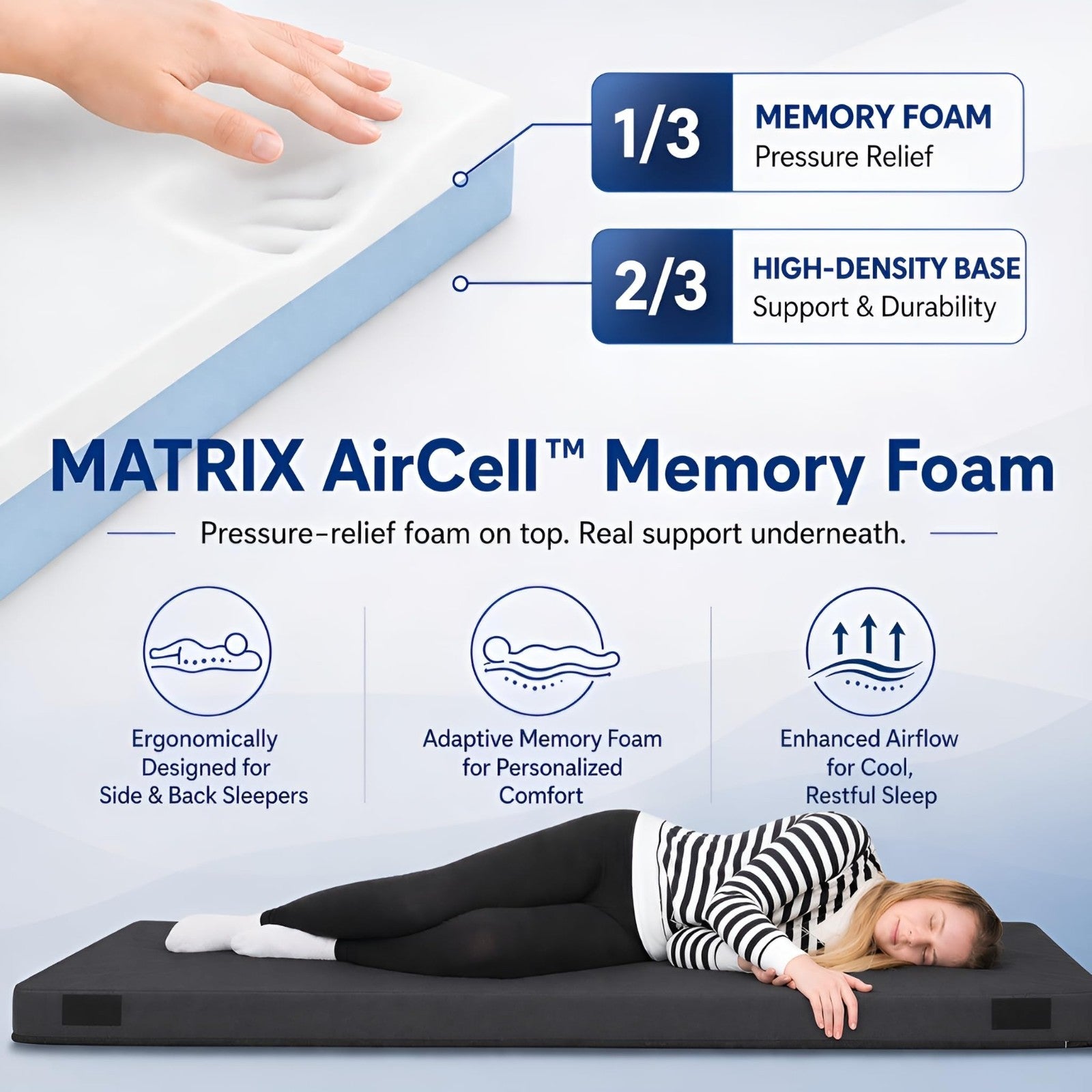 Memory Foam Camping Mattress Pad   Portable Roll Up Sleeping Mat for Adults   Ce2
