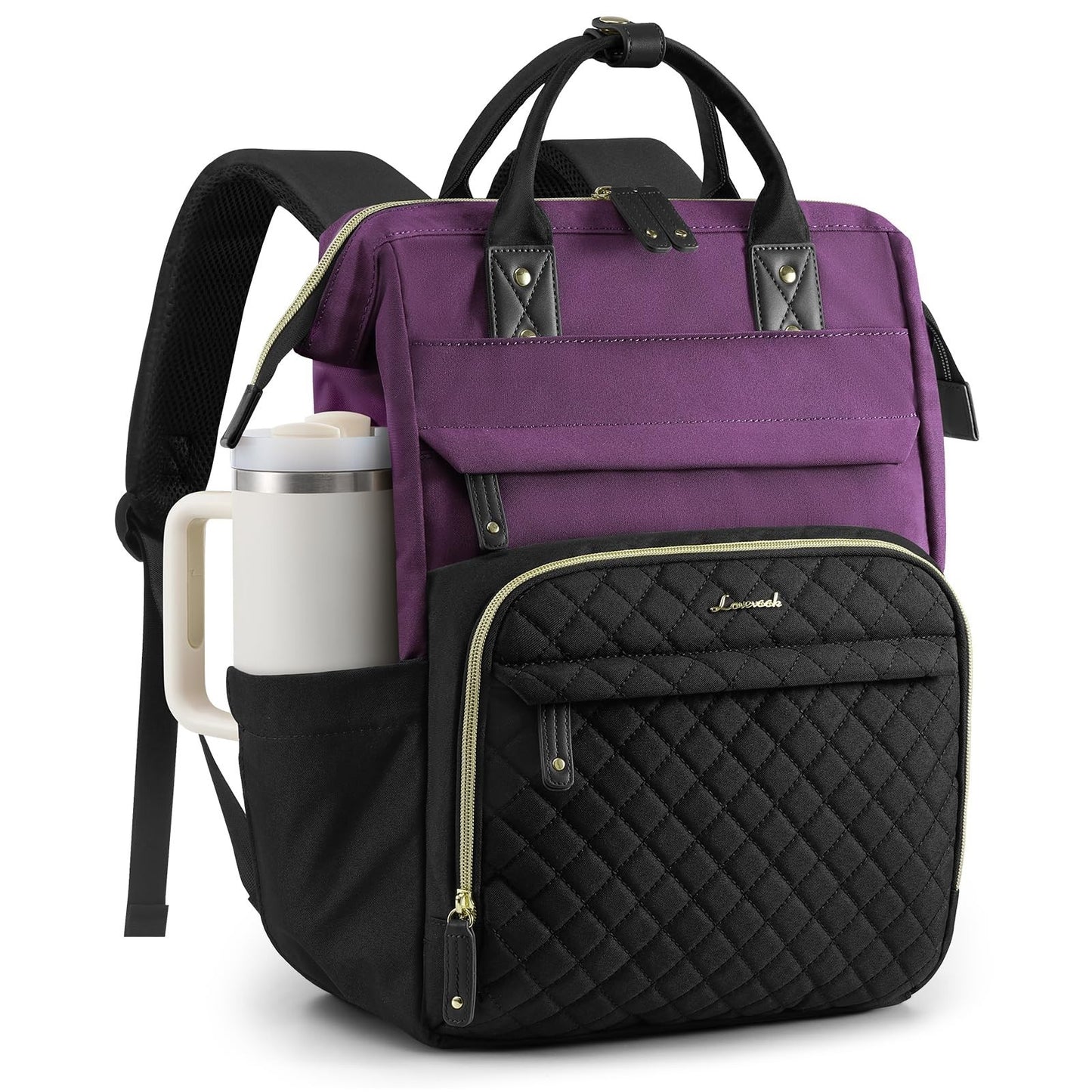 Quilted Laptop Backpack for Women   Stylish Work, Teacher, Nurse Purse Bag1