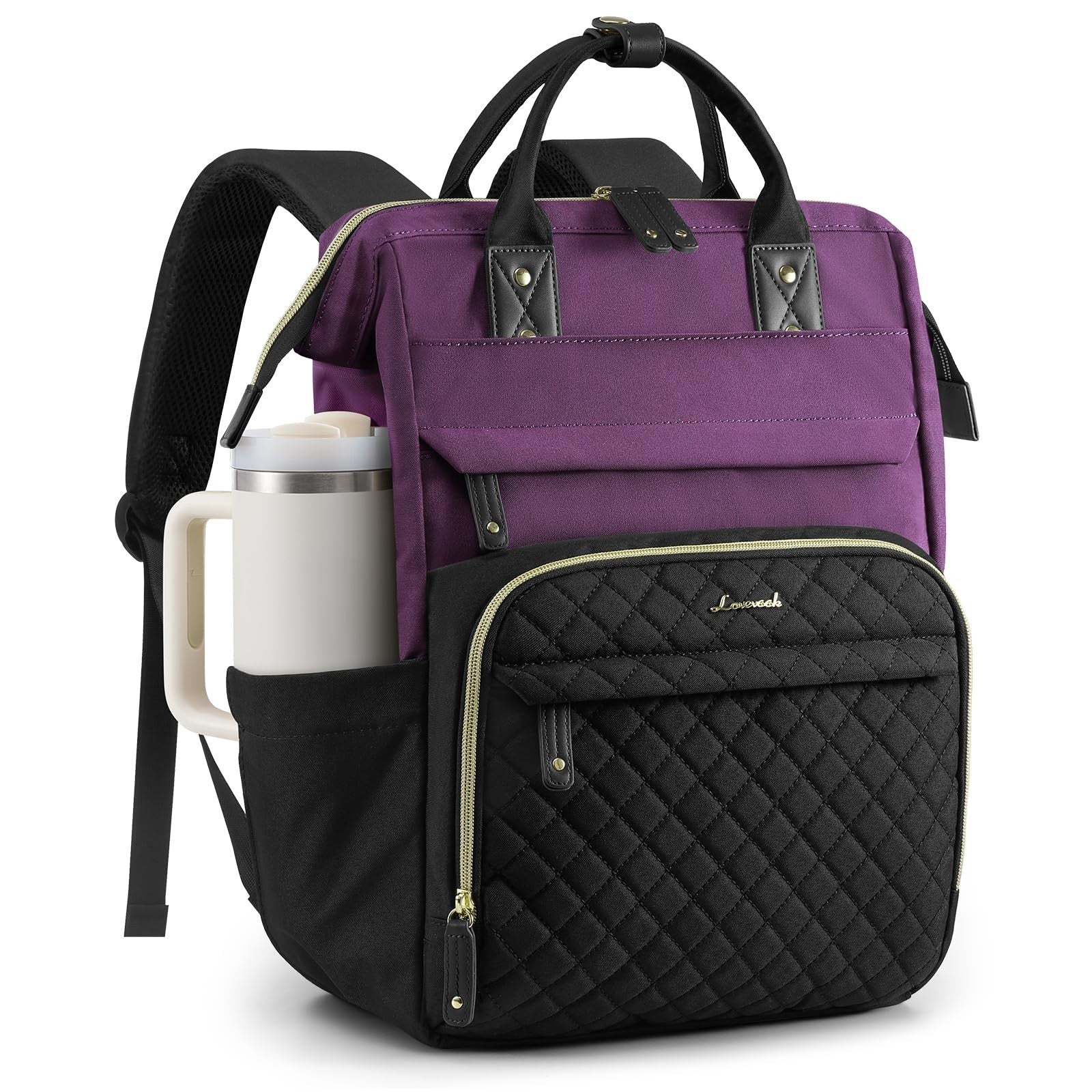 Quilted Laptop Backpack for Women   Stylish Work, Teacher, Nurse Purse Bag1