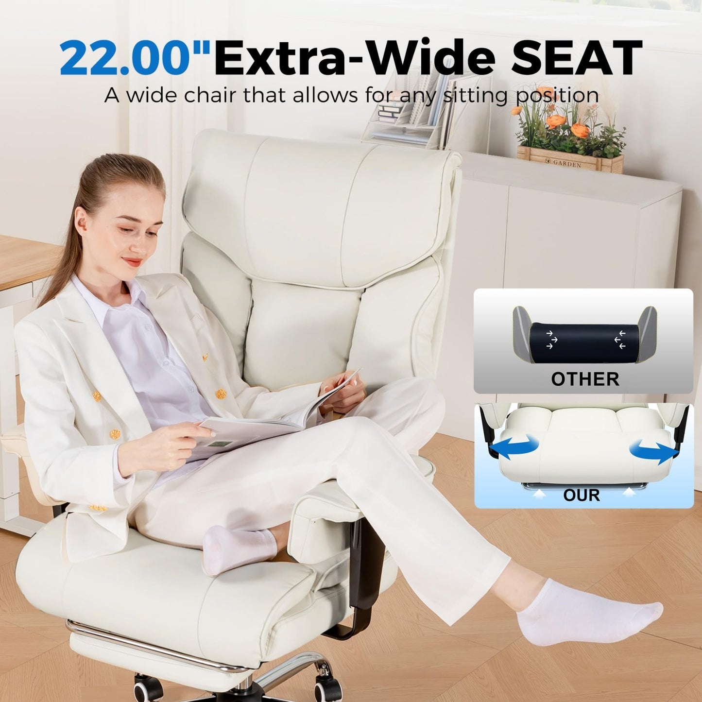 Big & Tall Gaming Chair 400lbs Heavy Duty Office Chair with Footrest, Ergonomic6