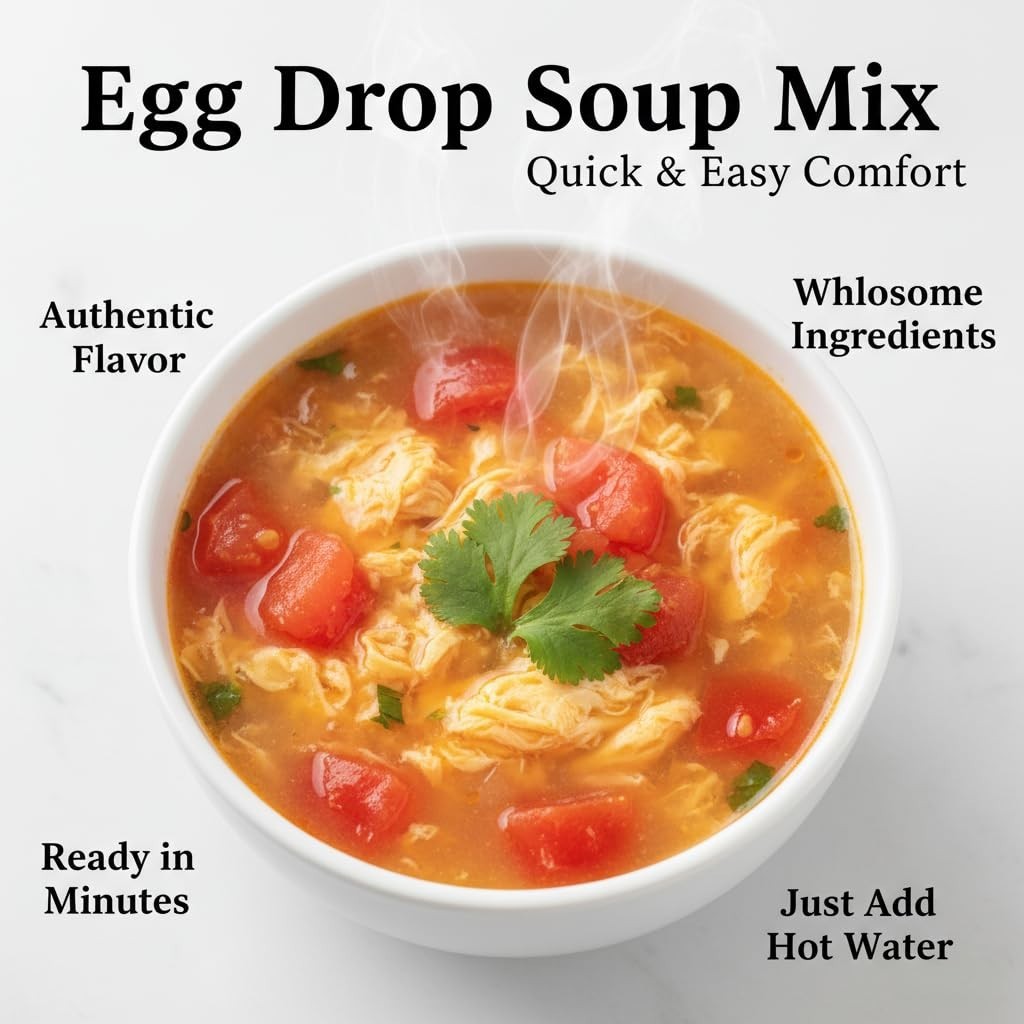 Instant Egg Drop Soup Mix - Freeze-Dried Tomato, 15 Packets - Quick & Easy Meal!6