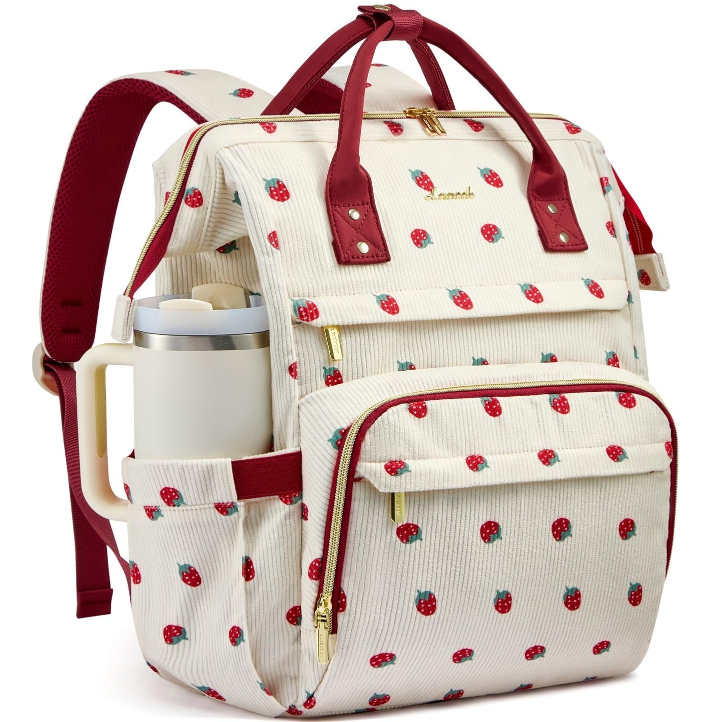 Stylish 15.6" Waterproof Laptop Backpack with Tumbler Holder   Travel, Work, Col0