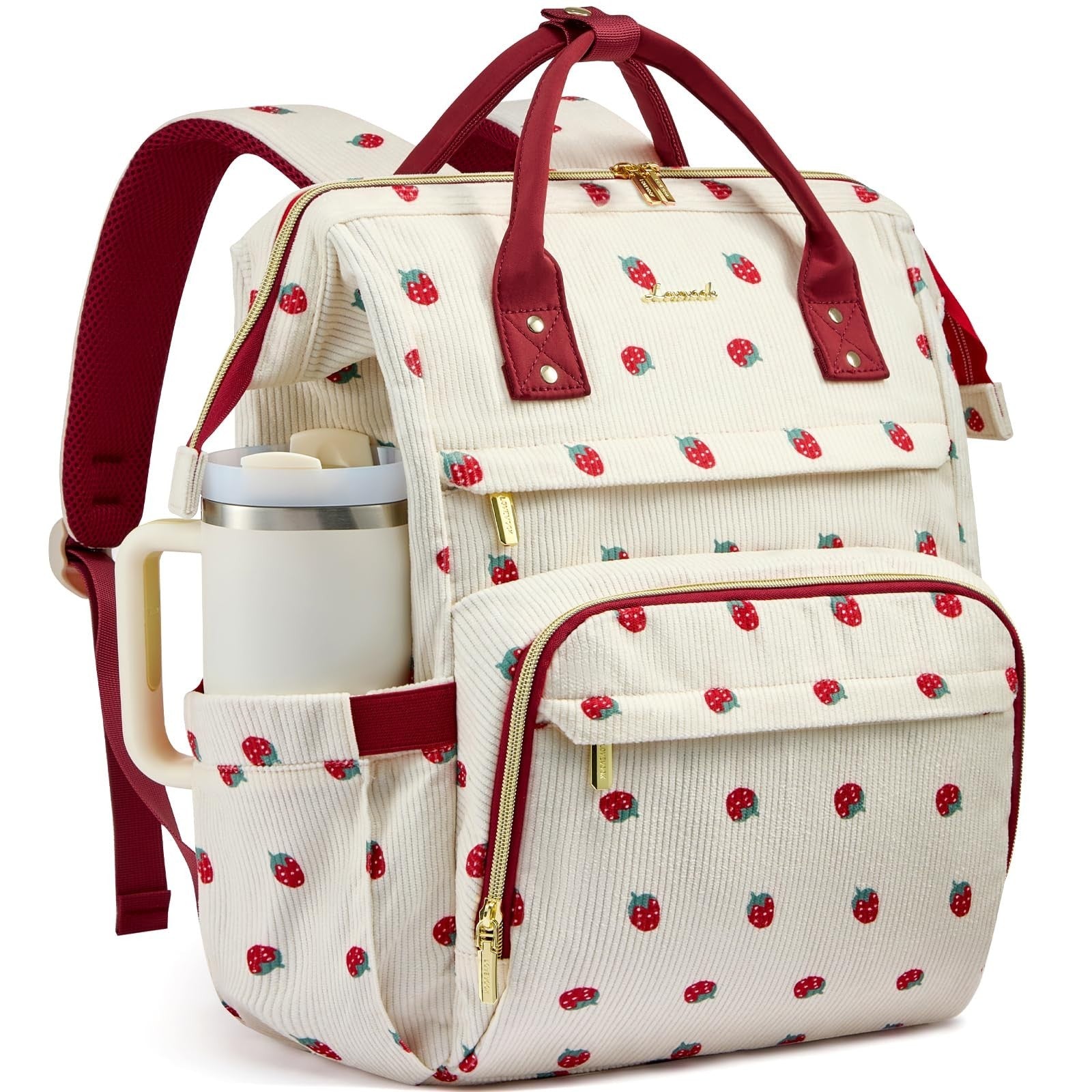 Stylish 15.6" Waterproof Laptop Backpack with Tumbler Holder   Travel, Work, Col0
