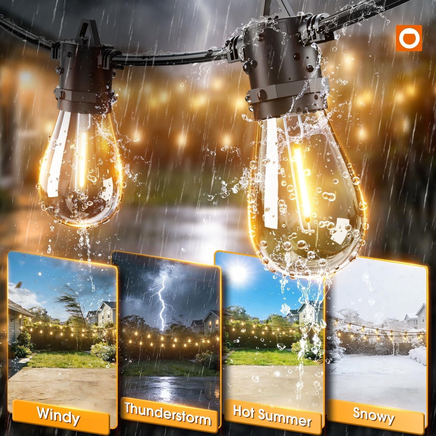 54FT Solar String Lights Outdoor, 20+ Hrs Battery, USB Charging, IP65 Waterproof3