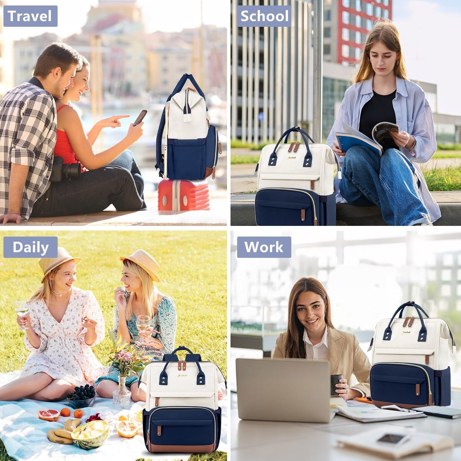 Durable 15.6" Laptop Backpack for Women, USB Charging, Anti Theft, College Work5
