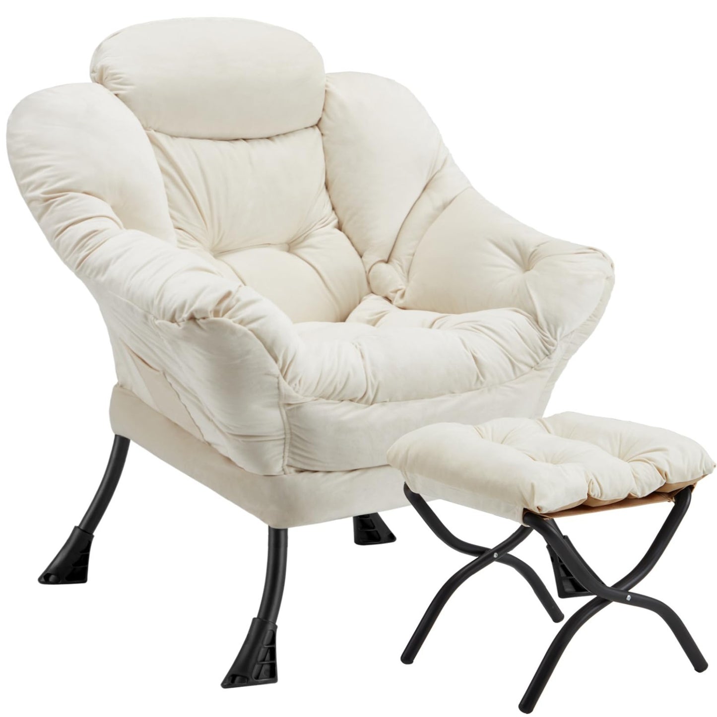 Modern Folding Ottoman Lazy Chair - Large Accent Armchair for Bedroom, Office &1