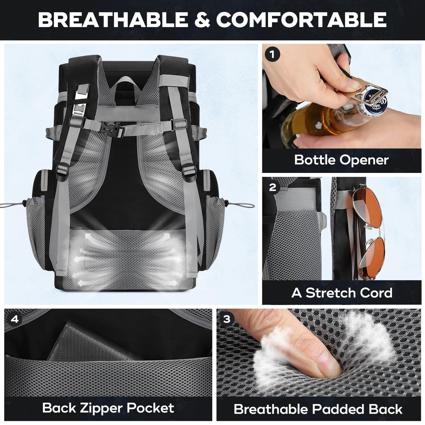 Insulated Backpack Cooler - 35/50 Can, Leakproof Soft Ice Bag, 16H Cold Retentio5