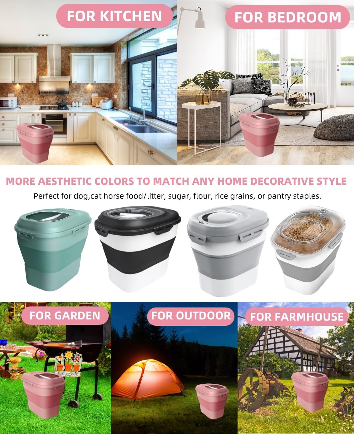 Airtight 30-35Lbs Dog Food Storage Container - Collapsible & Durable Pet Food Bi7