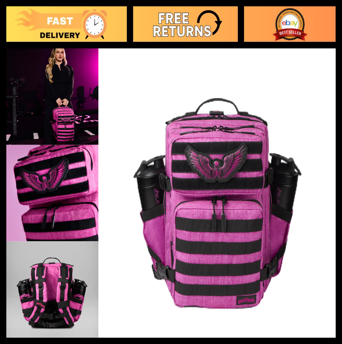Durable 35L Waterproof Gym Backpack   1000D Oxford, MOLLE Webbing, Laptop Pocket0