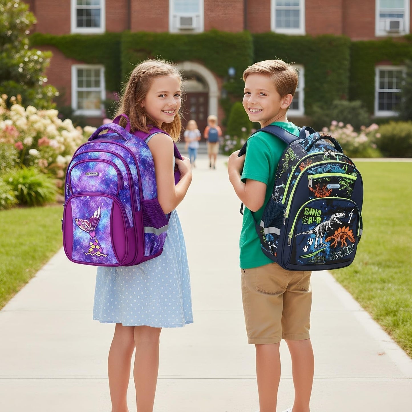 Lightweight Waterproof School Backpack for Kids, Large Capacity, 16" Luminous Di2