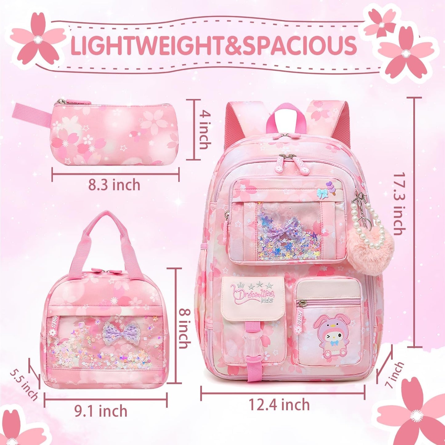 Stylish Girls School Backpack for Kids   17" Book Bag with Multiple Pockets, Spl3