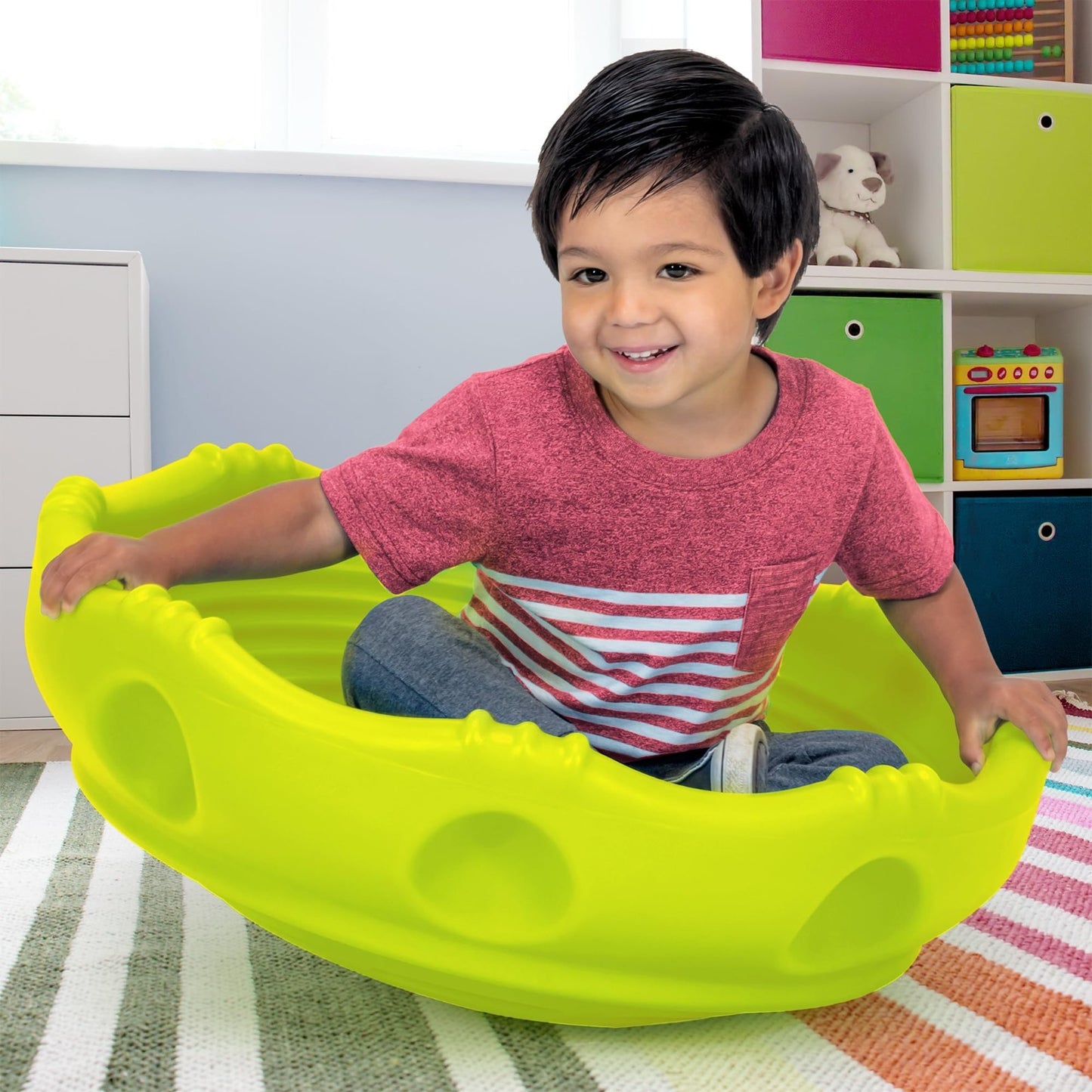 Wobble Disk & Climbing Dome for Kids   Indoor/Outdoor Rocking Toy   Yellow/Green2