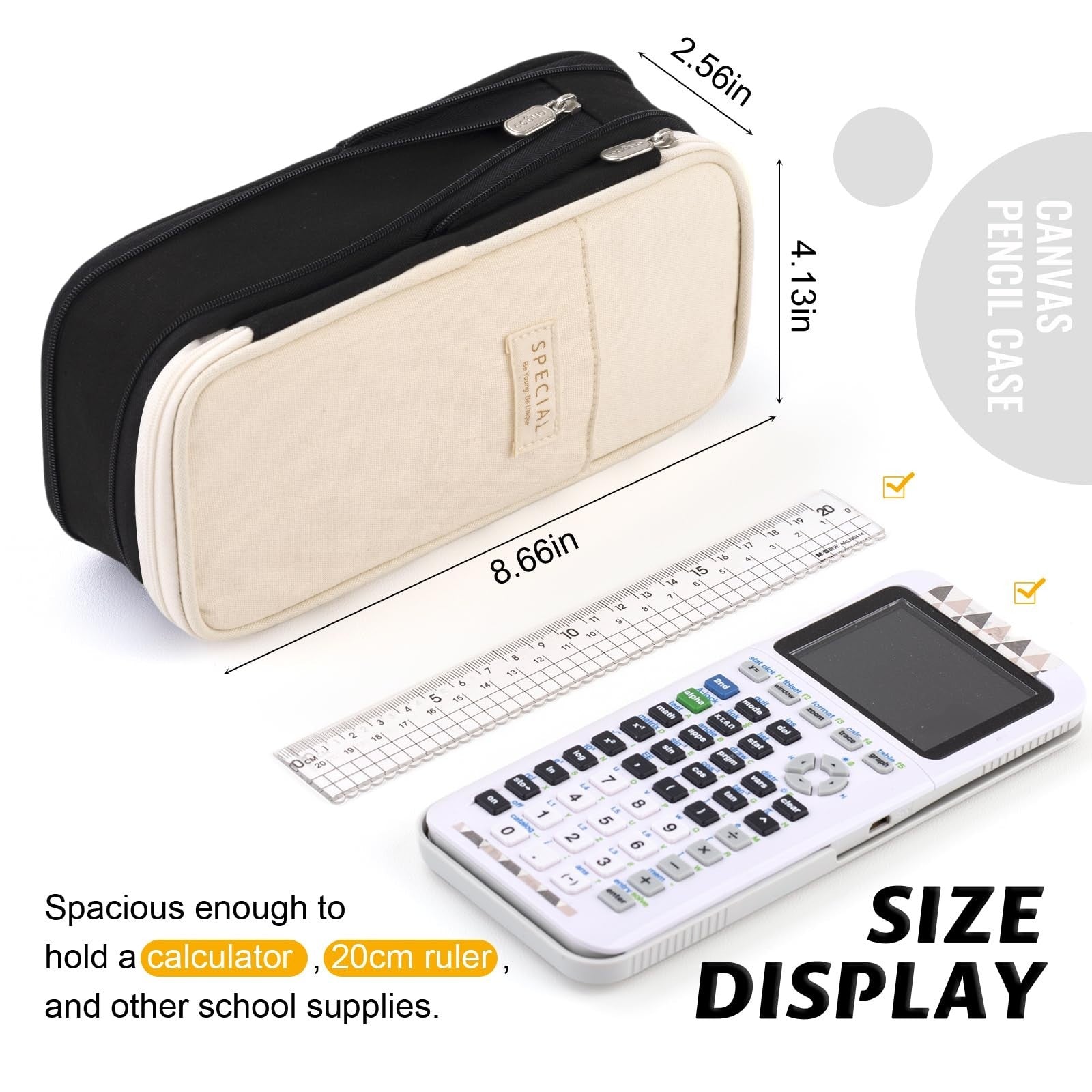 Large Capacity Pencil Case   Office & School Storage Pouch, Organizer Bag, Black2