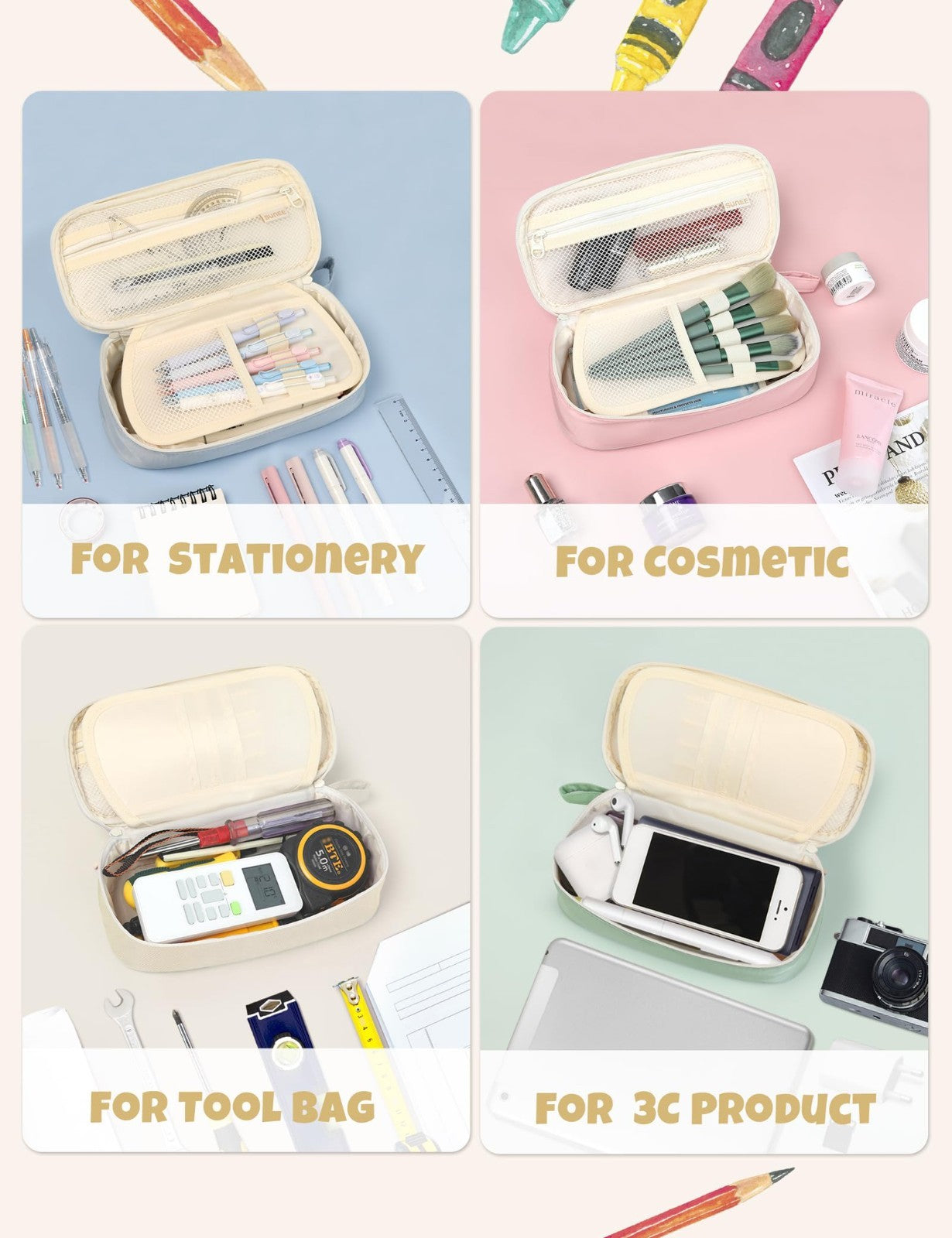 Cute Aesthetic Pencil Case   Large Zippered Pen Pouch, Kawaii Stationery Organiz6